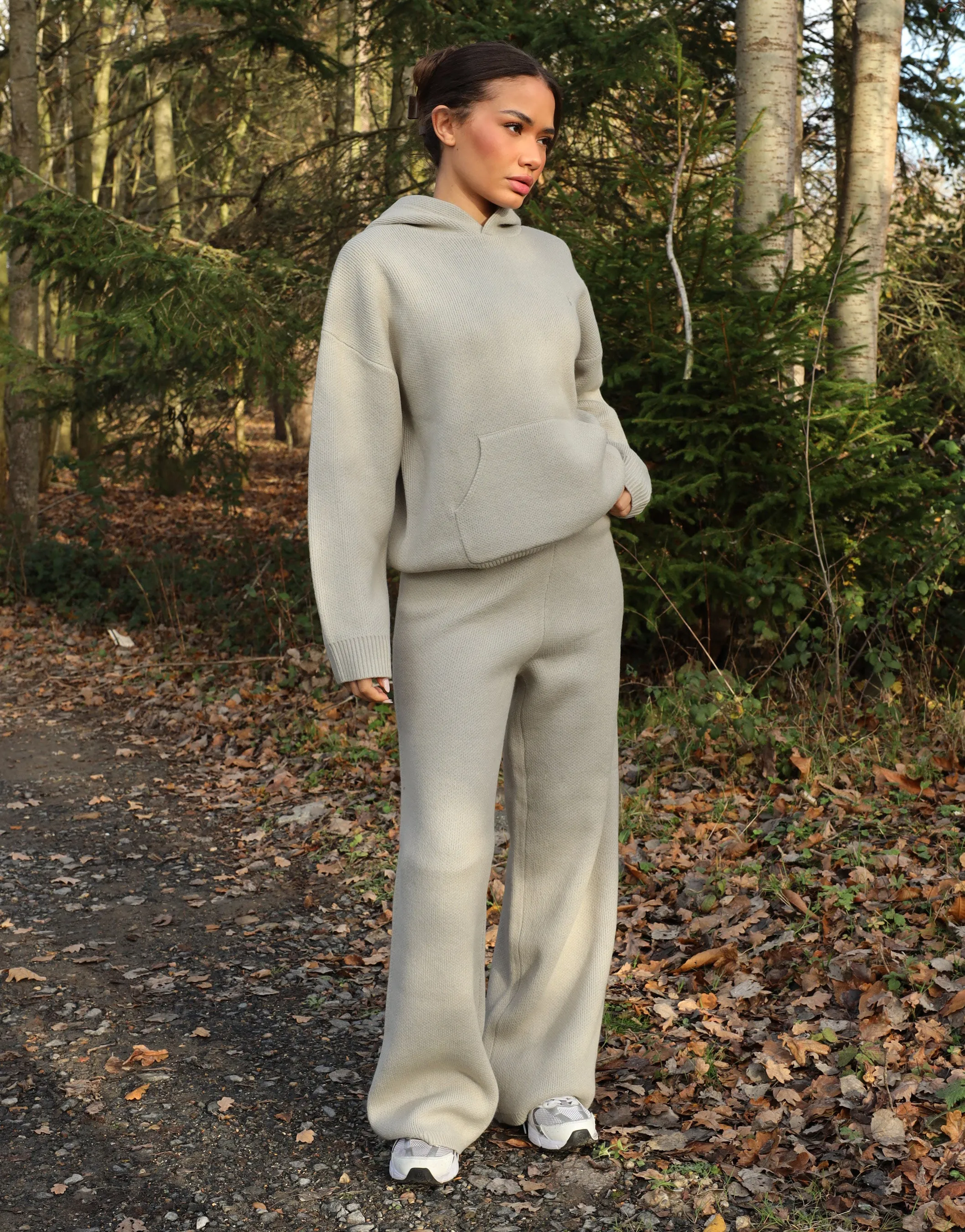 Elsie Simmi Studios Heavy Knit Hoodie In Light Grey sold by Simmi London product image thumbnail 3