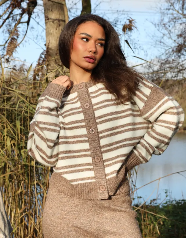 Bonnie Simmi Studios Stripe Cardigan in Brown sold by Simmi London