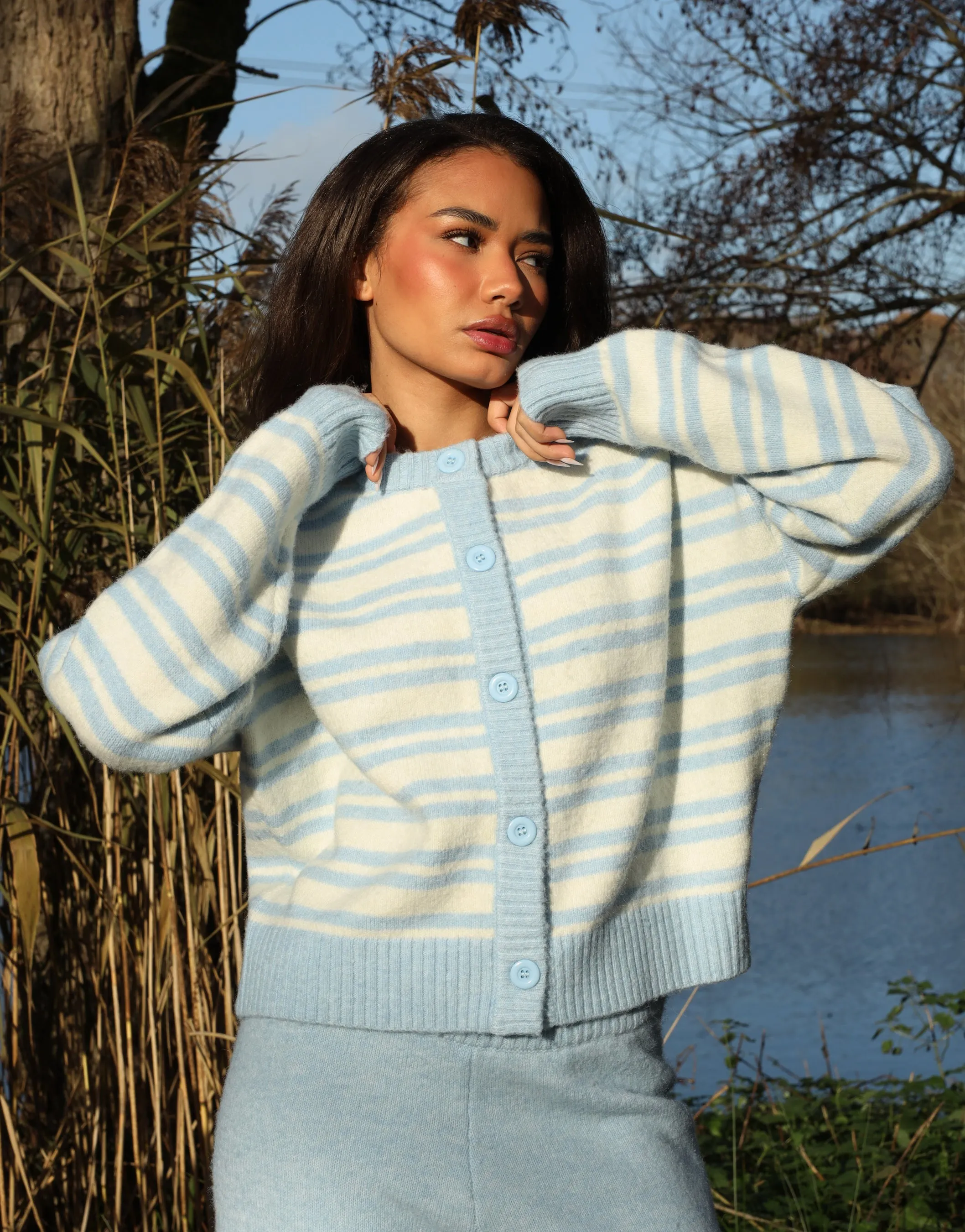 Bonnie Simmi Studio Stripe Cardigan in Blue sold by Simmi London
