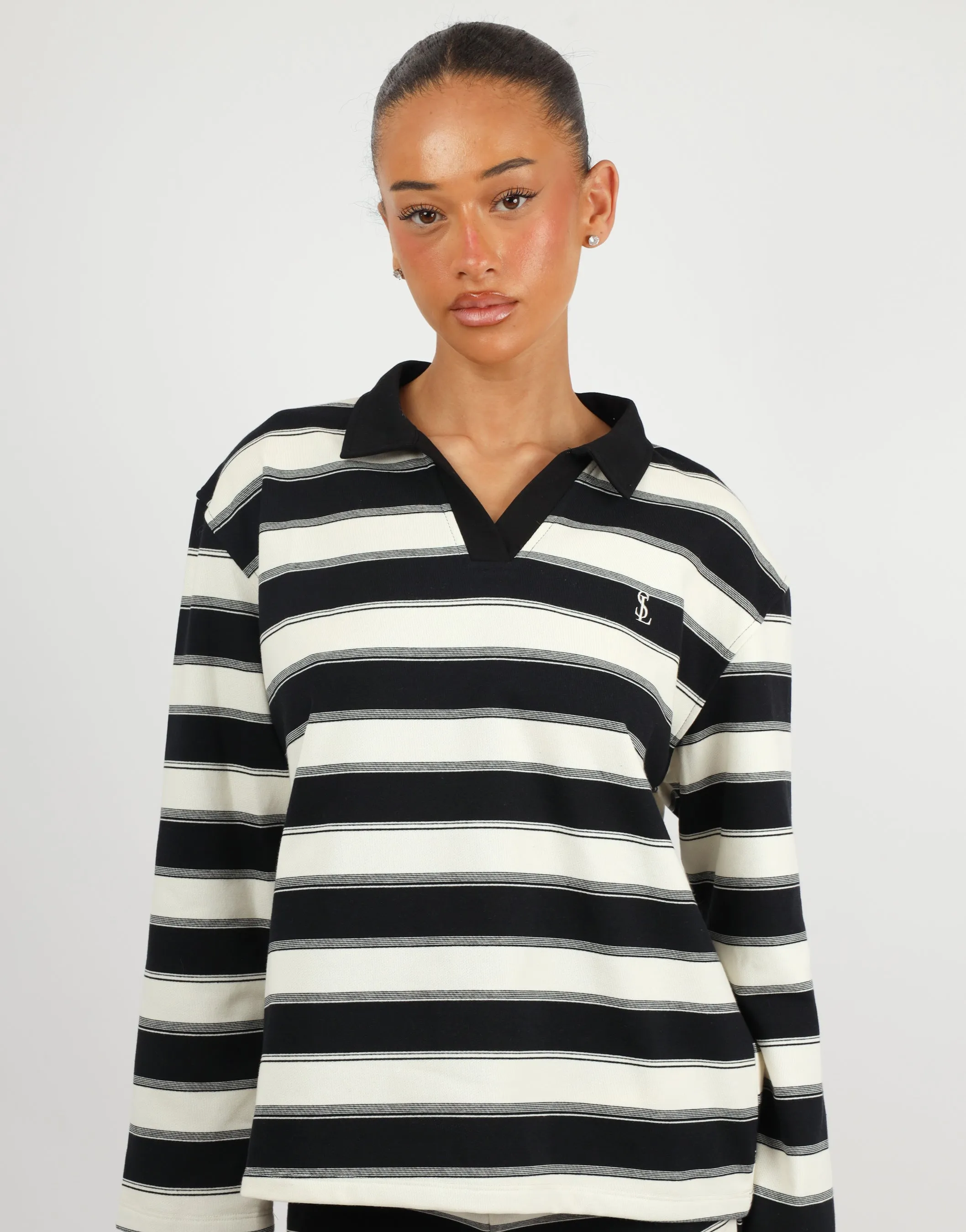 Madrid Simmi Studios Stripe Rugby Top In Black sold by Simmi London product image thumbnail 2