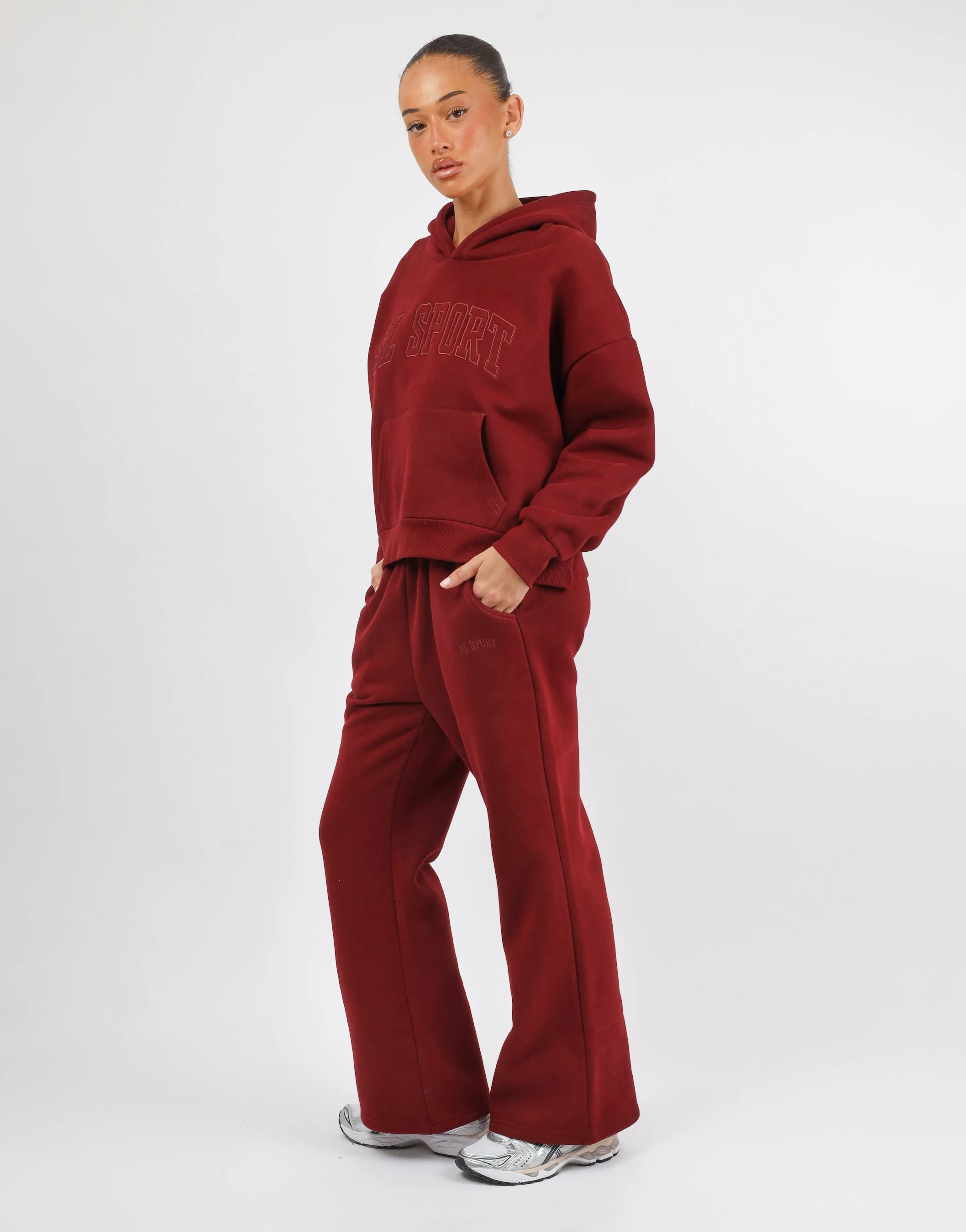 Myla Simmi Studios SL Sport Flared Joggers in Burgundy sold by Simmi London product image thumbnail 2