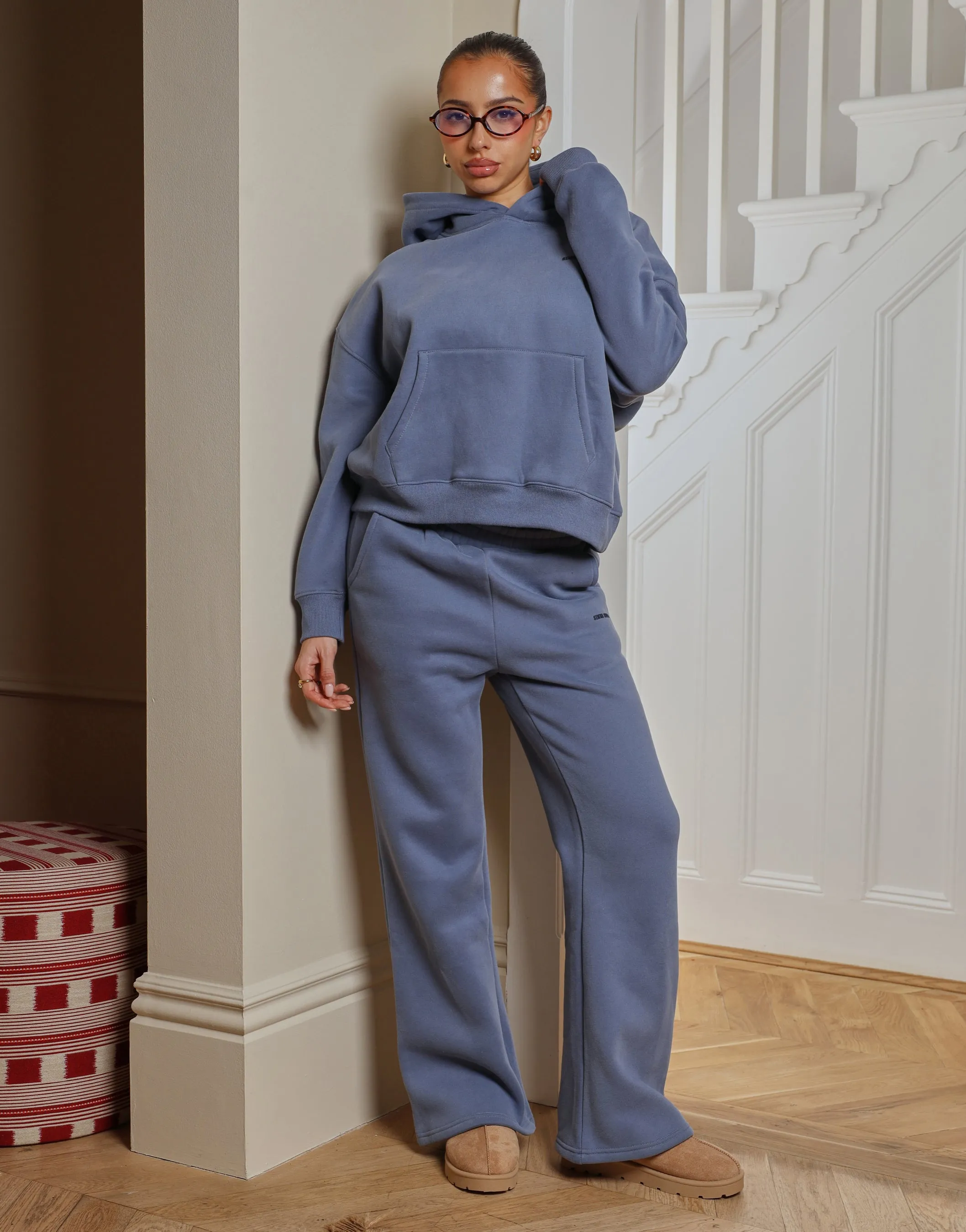 Maddie Simmi Studios Essentials Flared Joggers in Blue sold by Simmi London