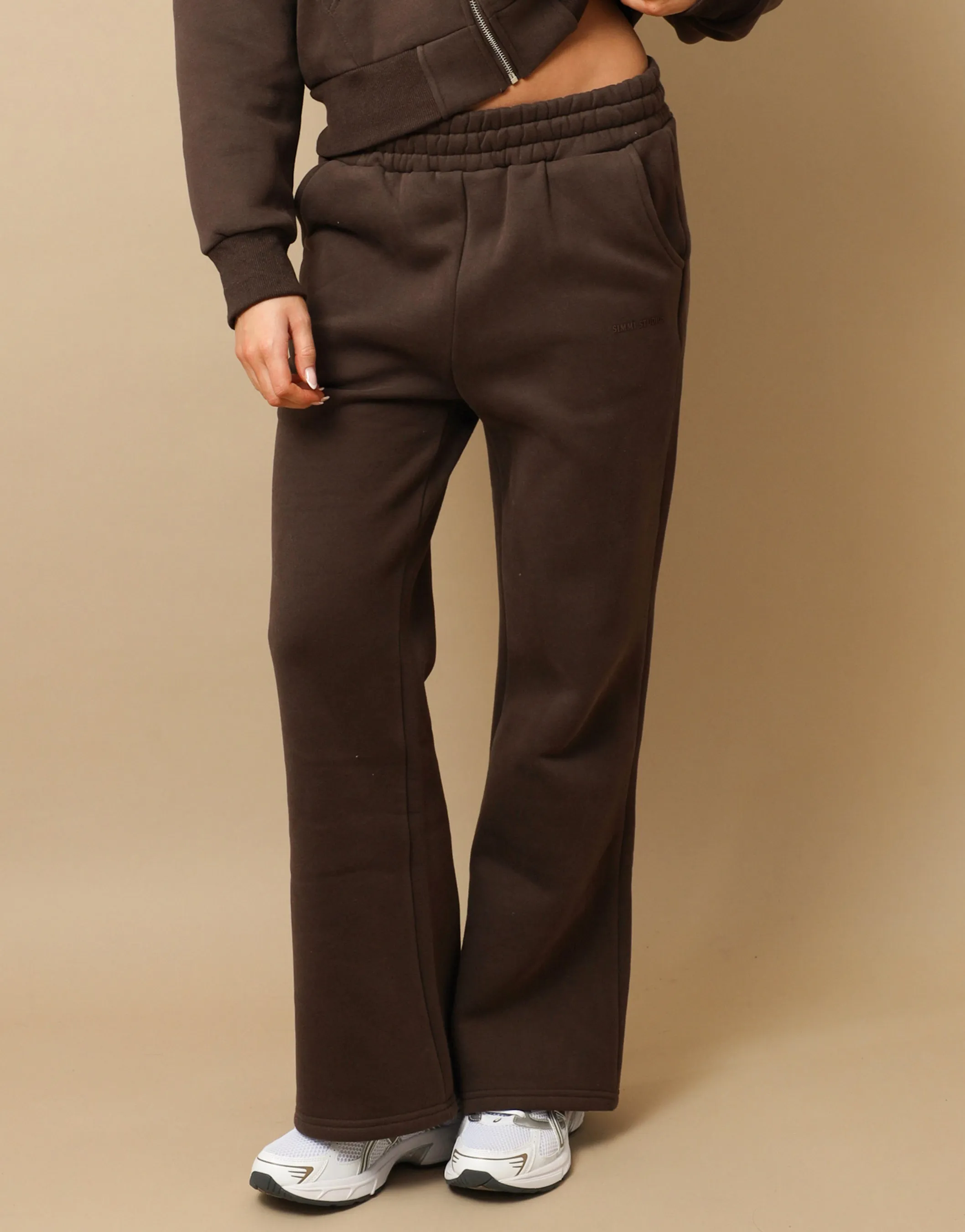 Maddie Simmi Studios Essentials Flared Joggers in Brown sold by Simmi London product image thumbnail 2