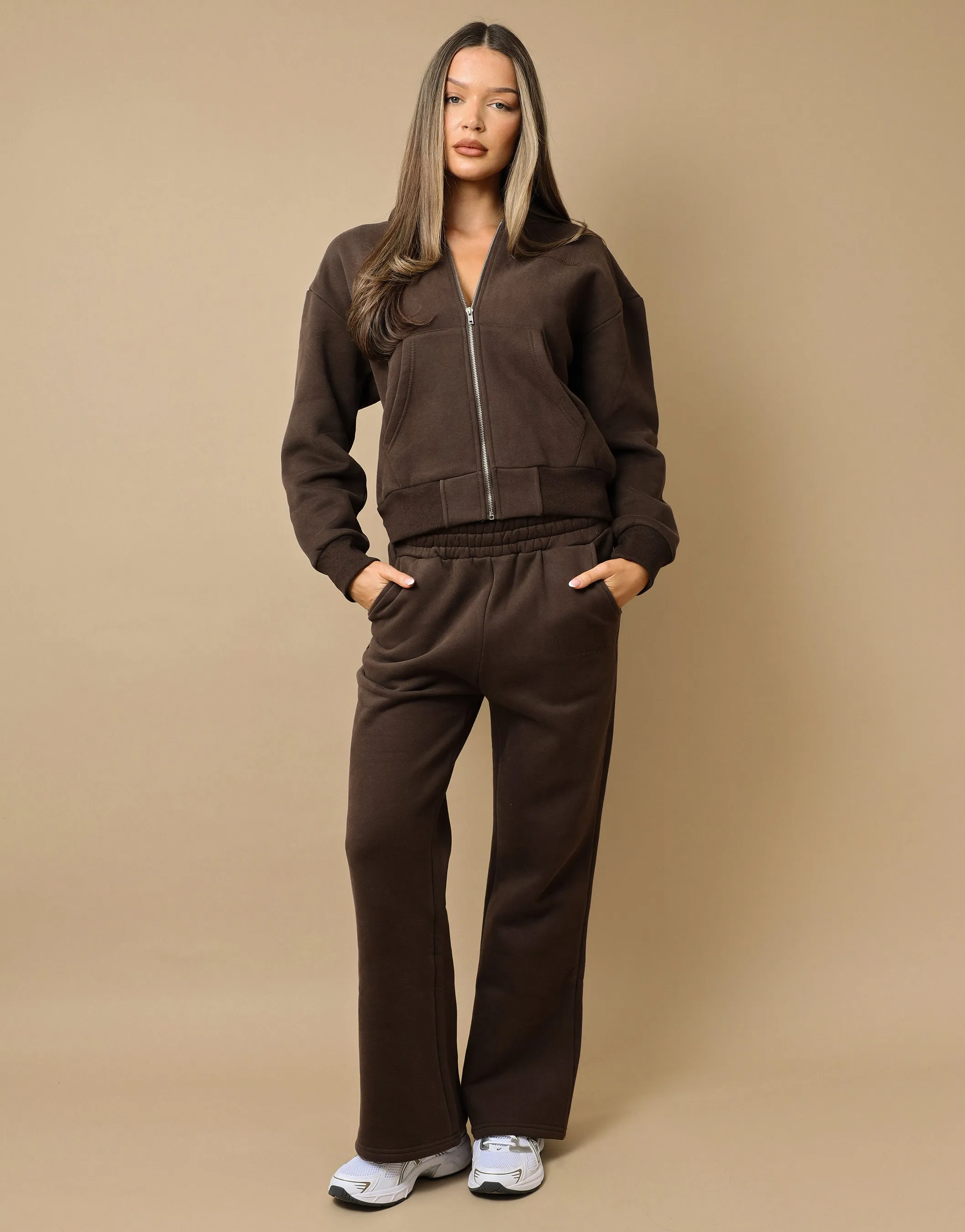 Maddie Simmi Studios Essentials Flared Joggers in Brown sold by Simmi London product image thumbnail 5