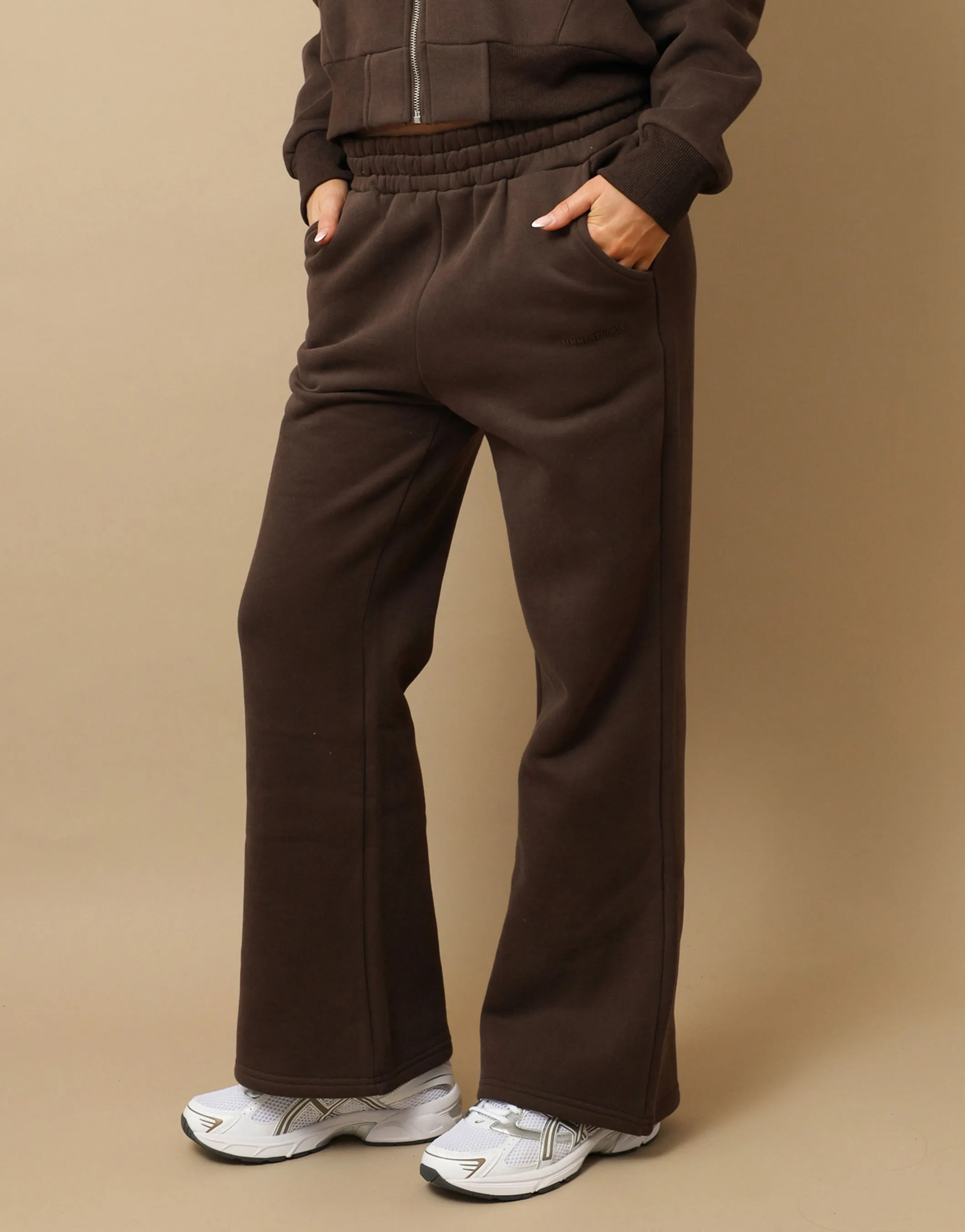 Maddie Simmi Studios Essentials Flared Joggers in Brown sold by Simmi London product image thumbnail 3