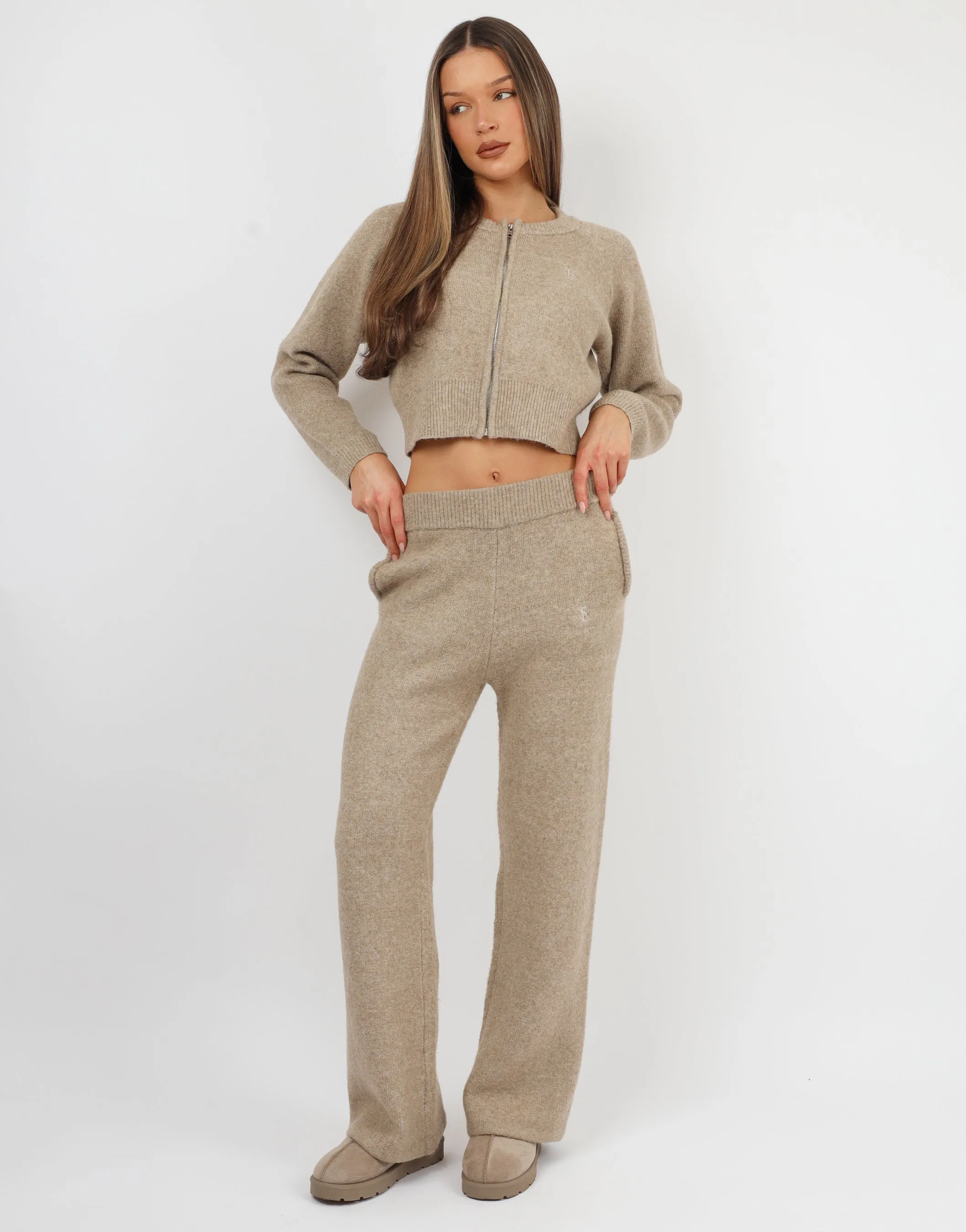 Ayla Simmi Studios Bomber Knit Jacket In Oatmeal sold by Simmi London product image thumbnail 4
