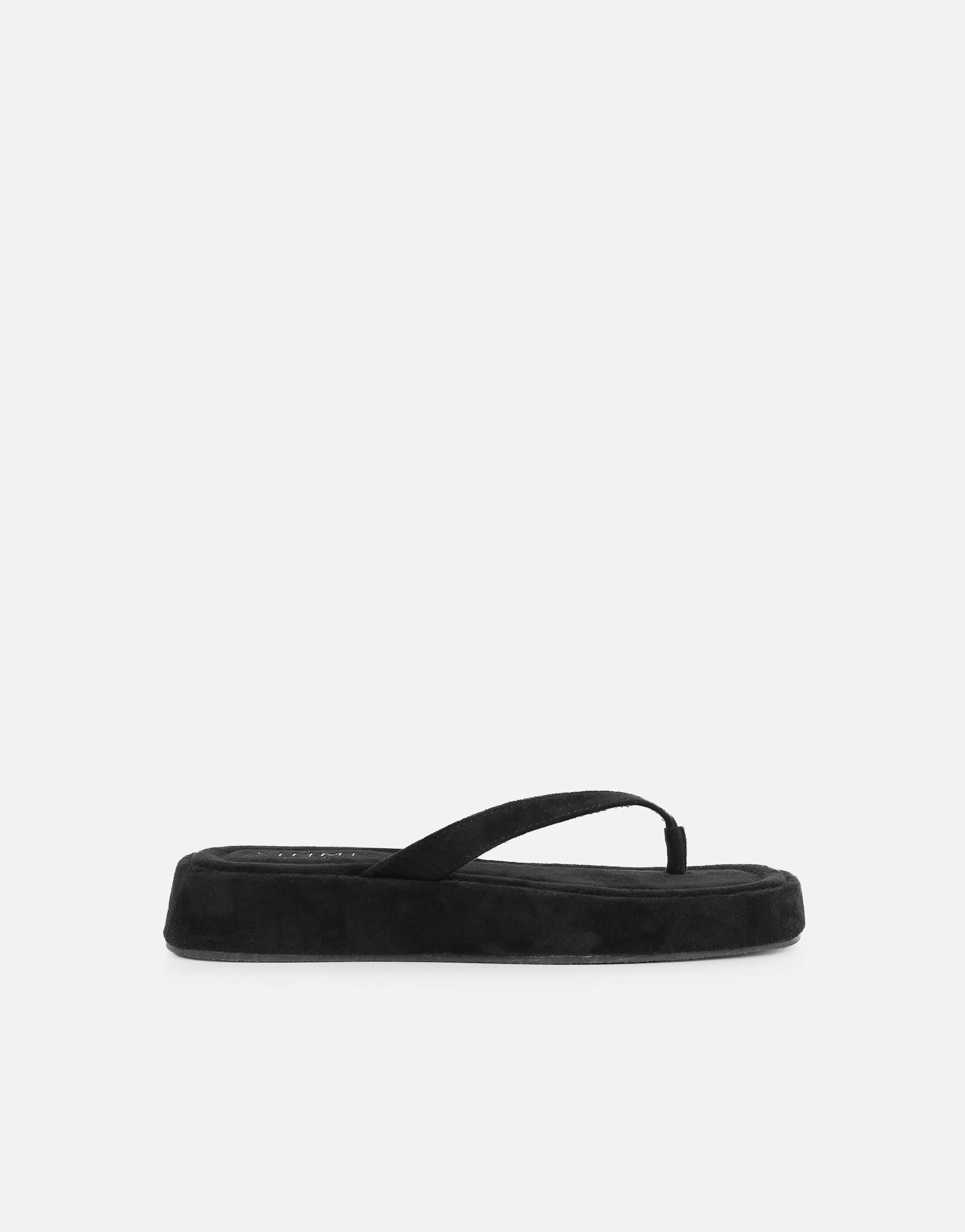 Kimmie Black Suede Flatform Toe Thong Sandals sold by Simmi London product image thumbnail 2