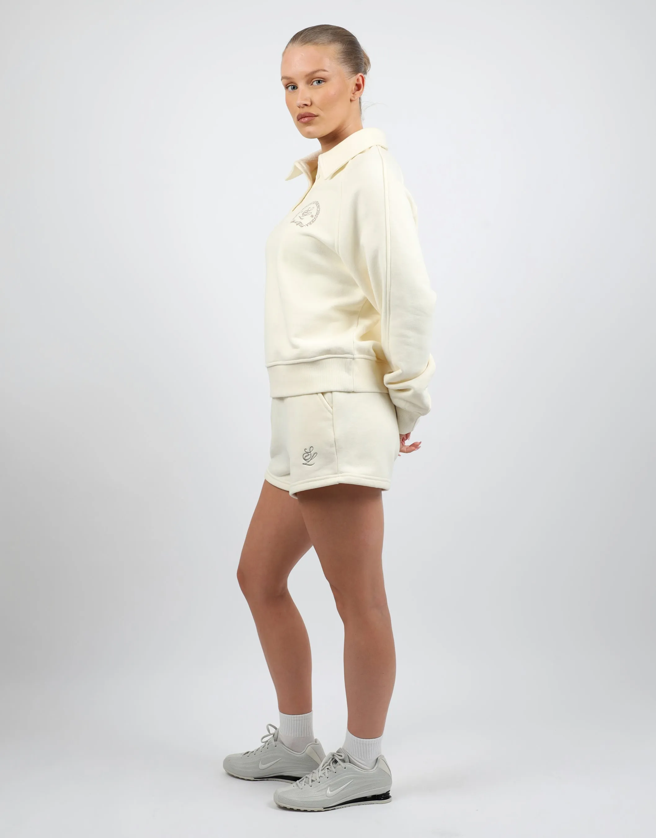 Monaco Simmi Studios Embroidered Logo Polo Sweatshirt In Cream sold by Simmi London product image thumbnail 3