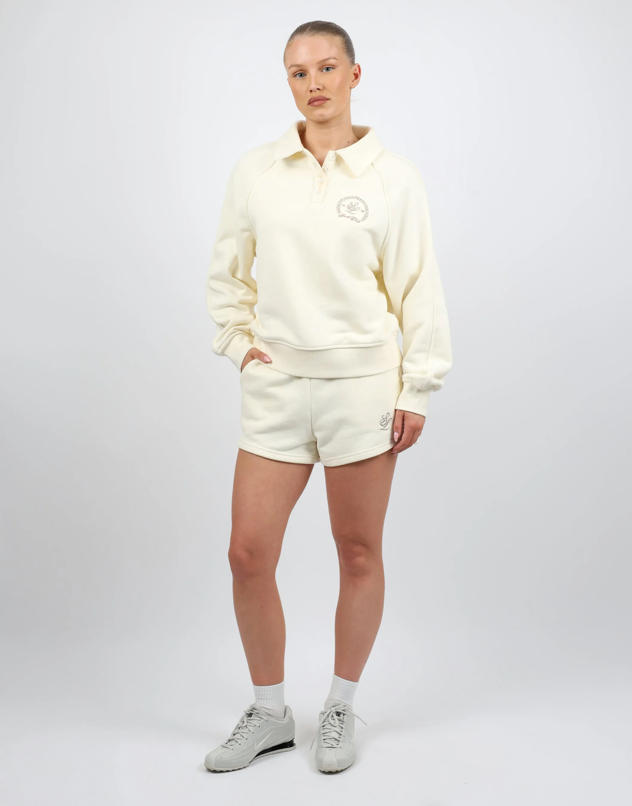 Monaco Simmi Studios Embroidered Logo Polo Sweatshirt In Cream sold by Simmi London product image thumbnail 2