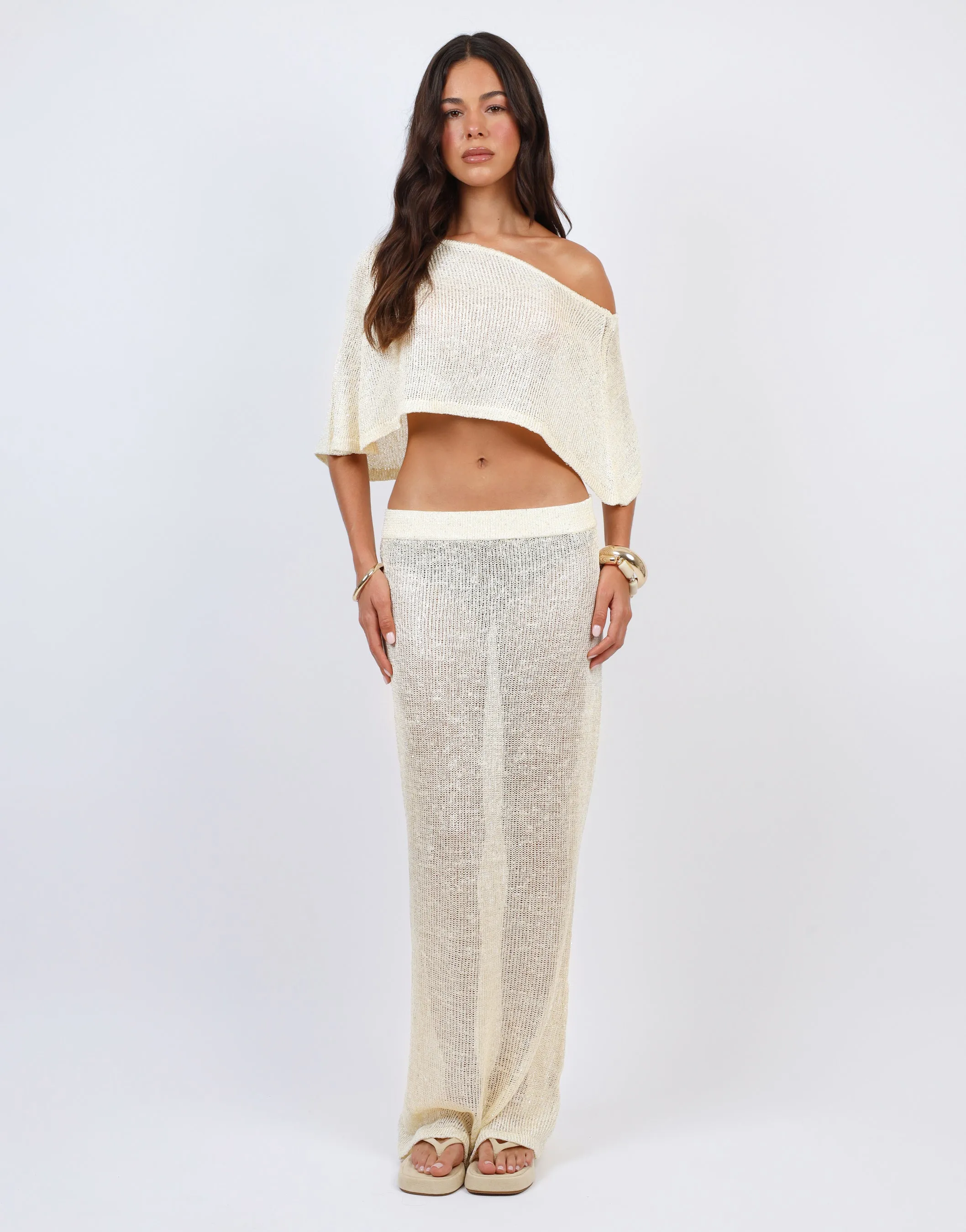 Toulon Sequin Drape Beach Top In Yellow sold by Simmi London product image thumbnail 4