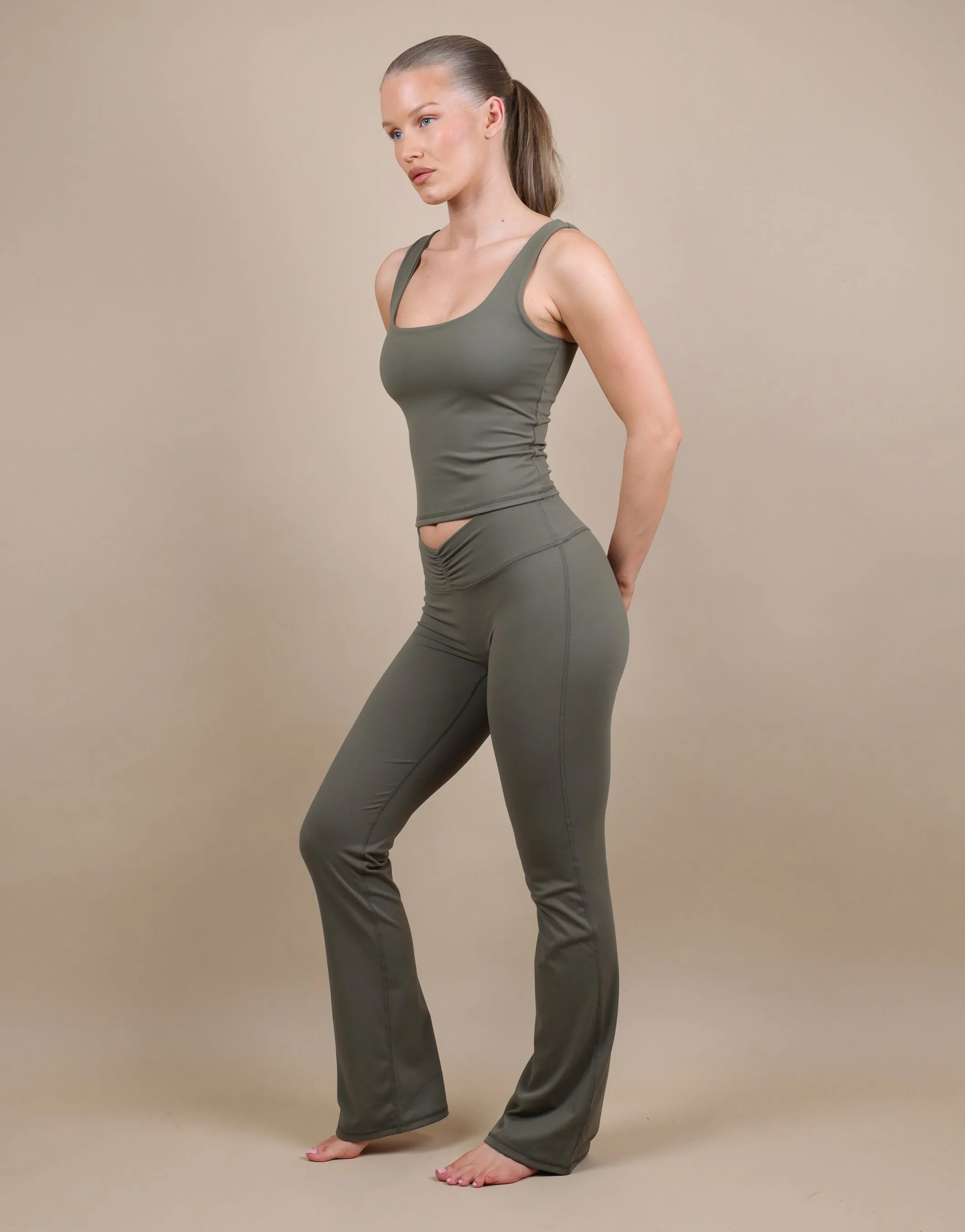 Rhea Square Neck Tank Top In Olive sold by Simmi London product image thumbnail 3