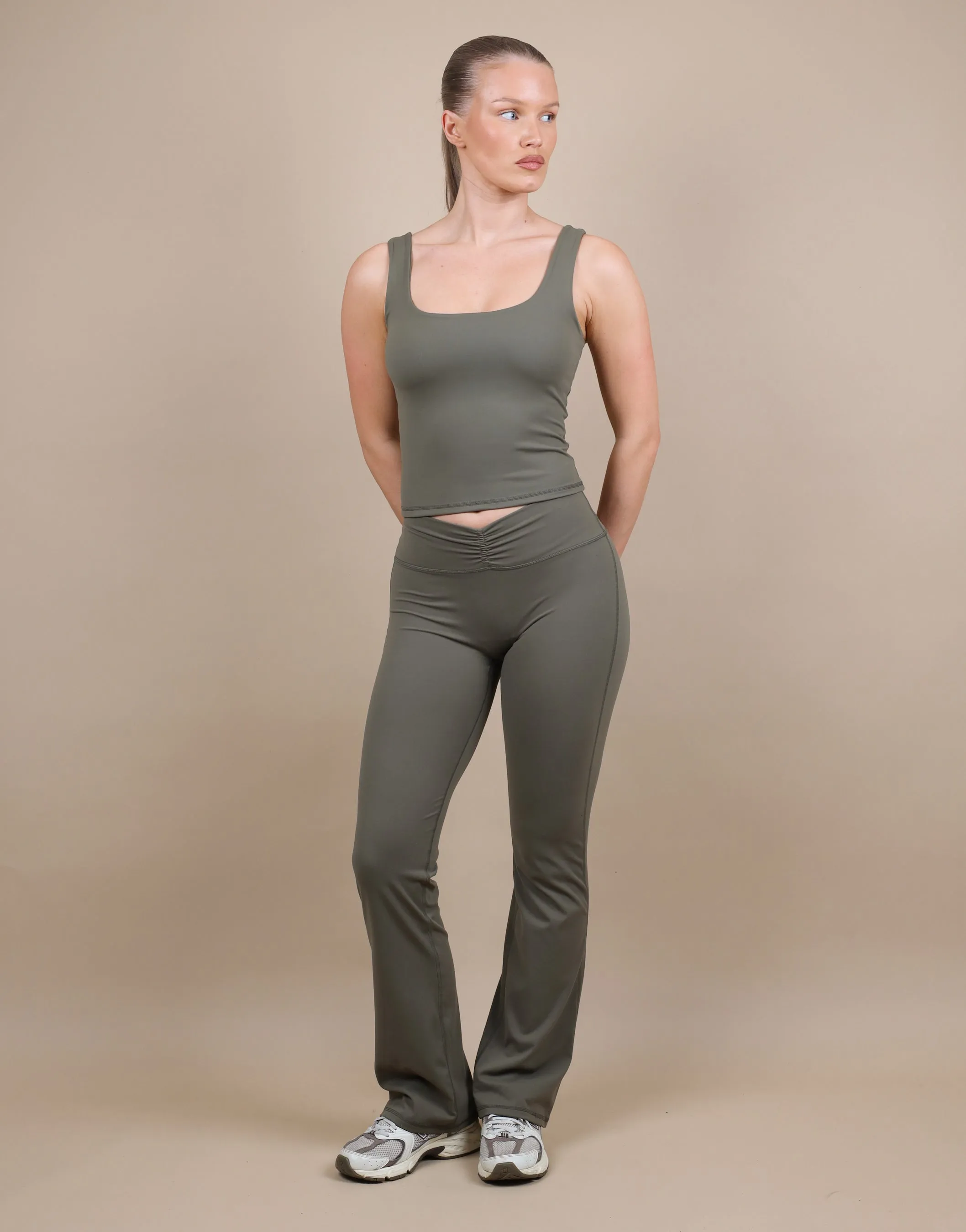 Rhea Square Neck Tank Top In Olive sold by Simmi London product image thumbnail 2