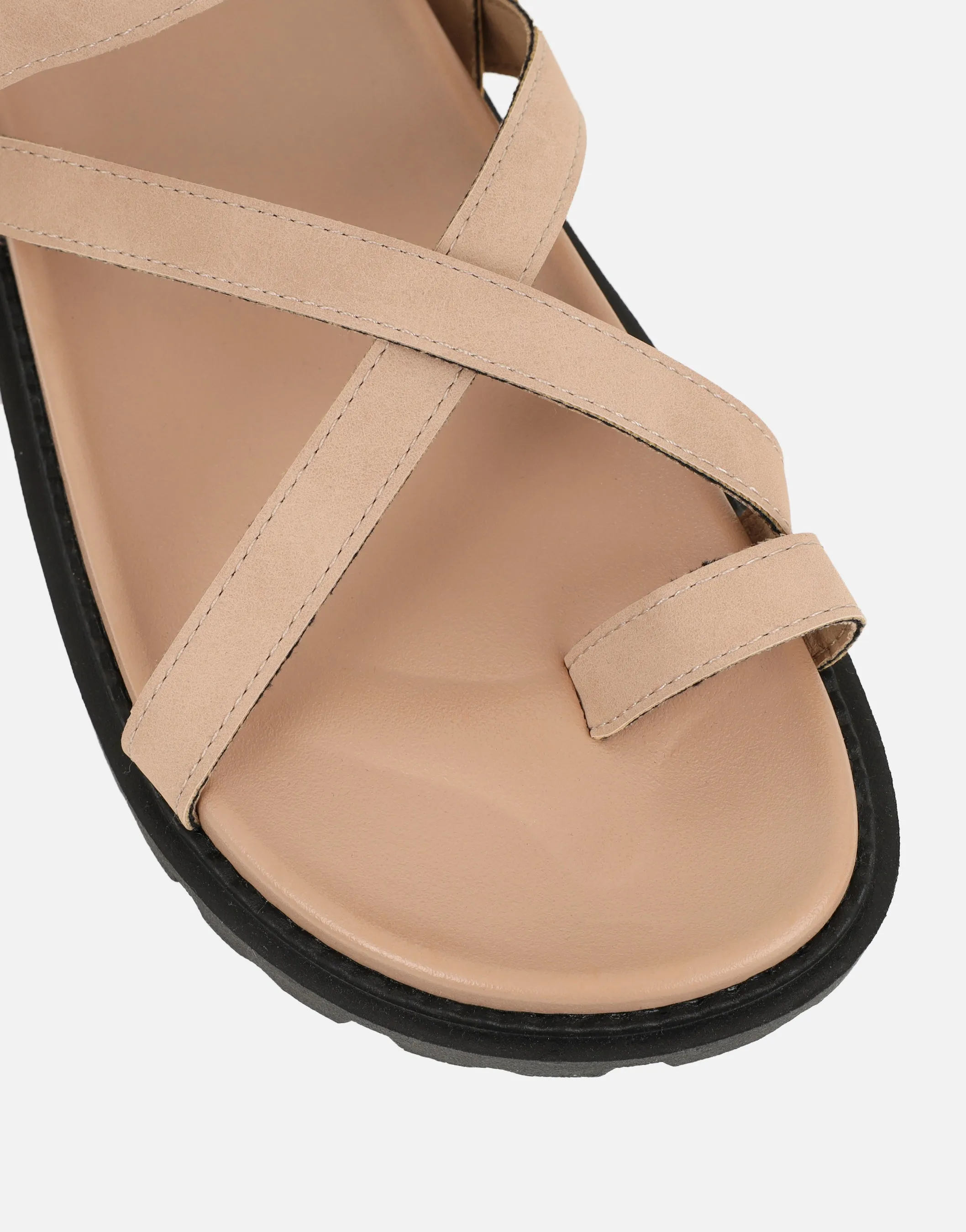 Verity Beige Nubuck Strappy Chunky Footbed Sandals sold by Simmi London product image thumbnail 4