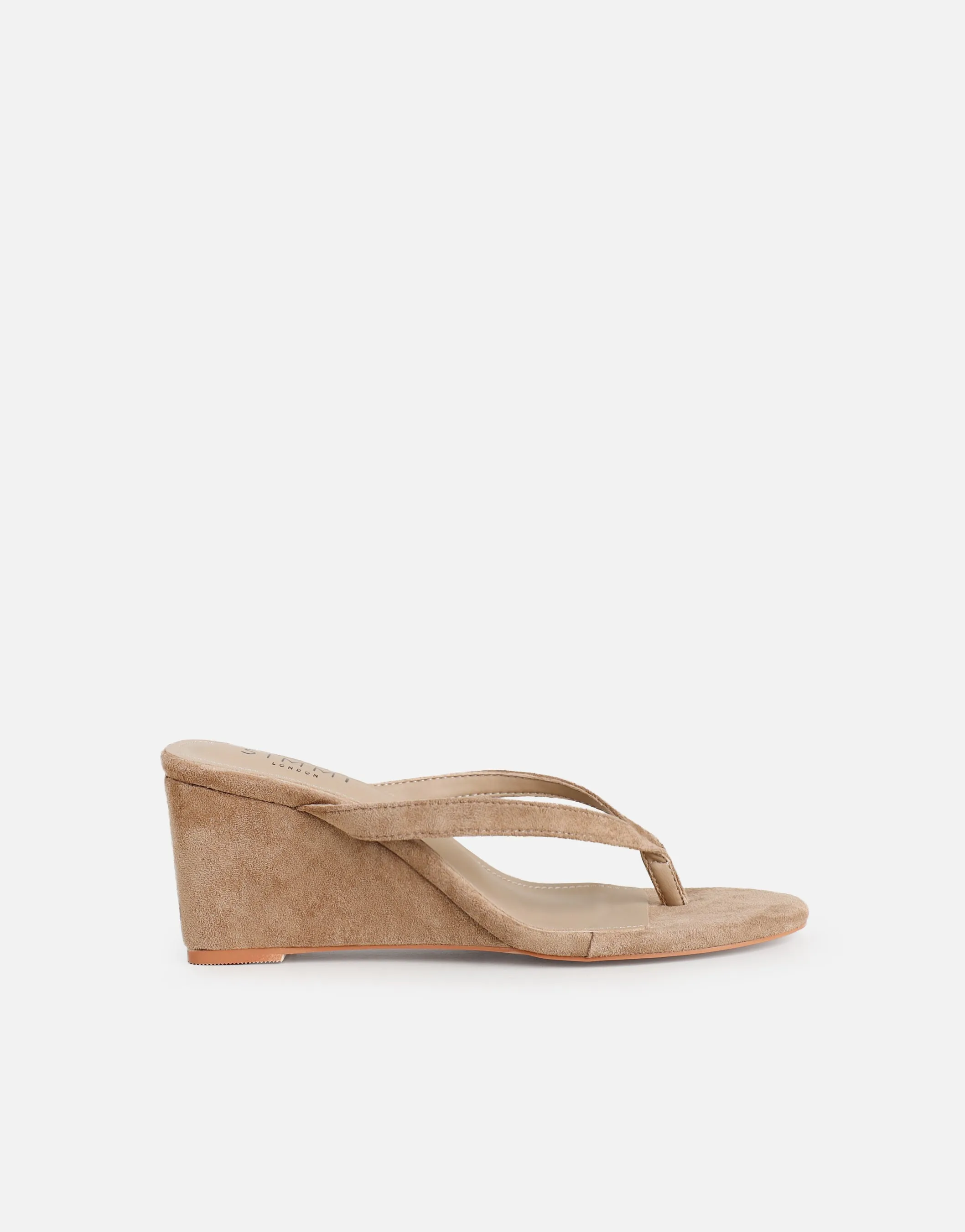 Immy Dark Beige Suede Toe Post Wedge Sandals sold by Simmi London product image thumbnail 2