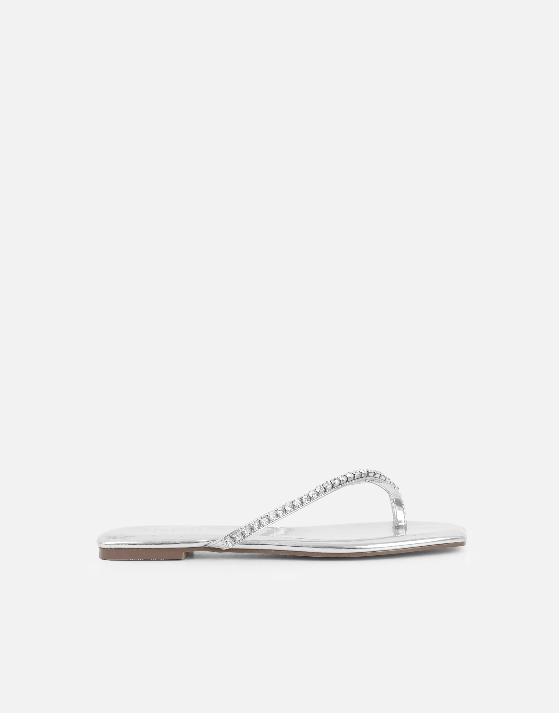 May Silver Mirror Toe Post Diamante Flat Sandals sold by Simmi London product image thumbnail 2