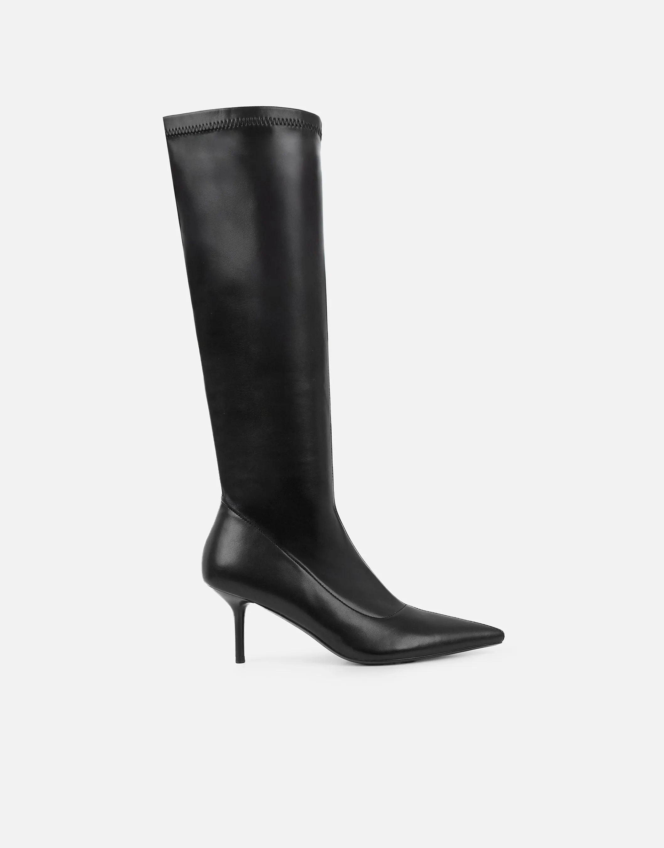 Daniella Black Stretch Knee High Leather Boots sold by Simmi London product image thumbnail 2