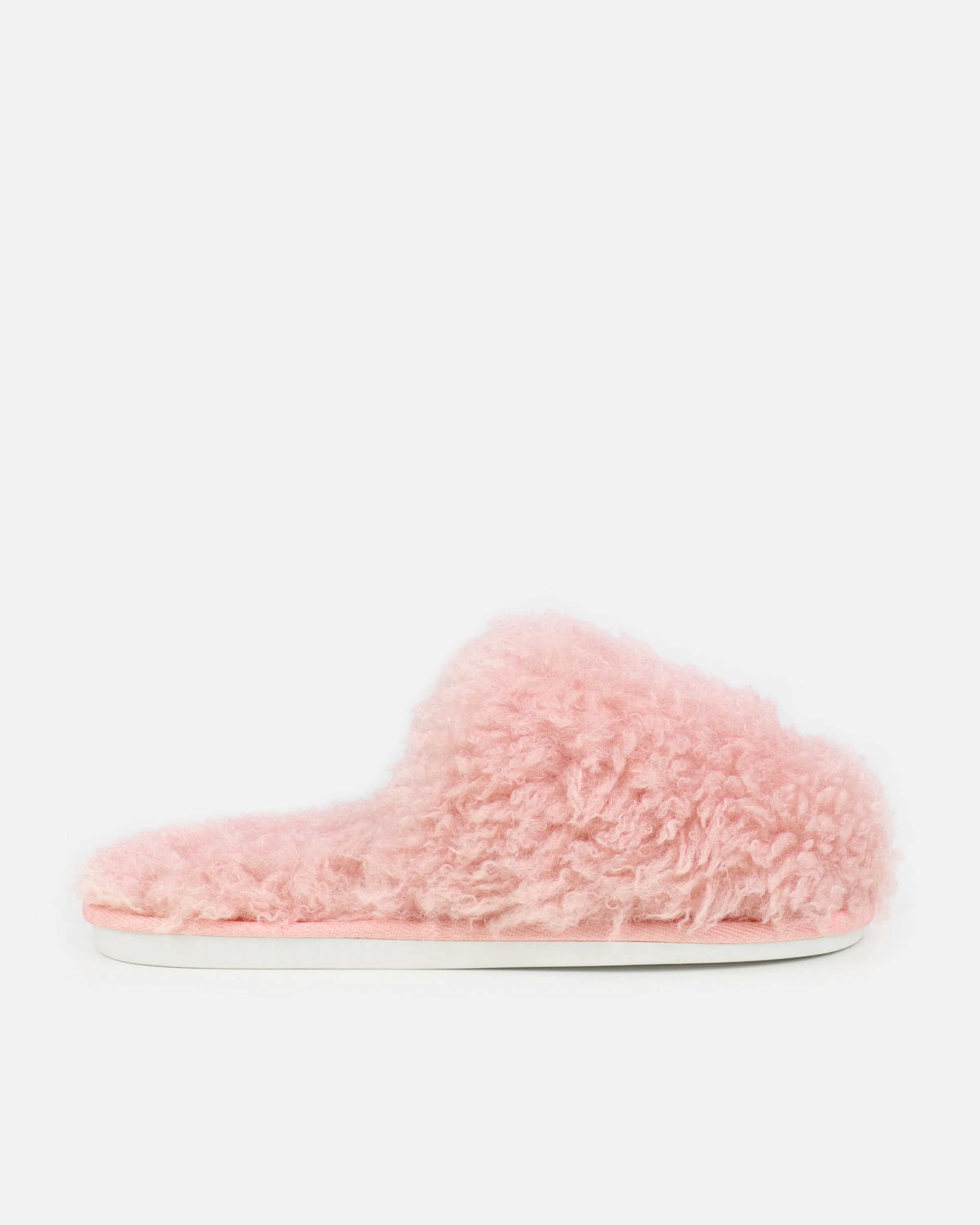 Floof Light Pink Curly Faux Fur Slippers sold by Simmi London product image thumbnail 2
