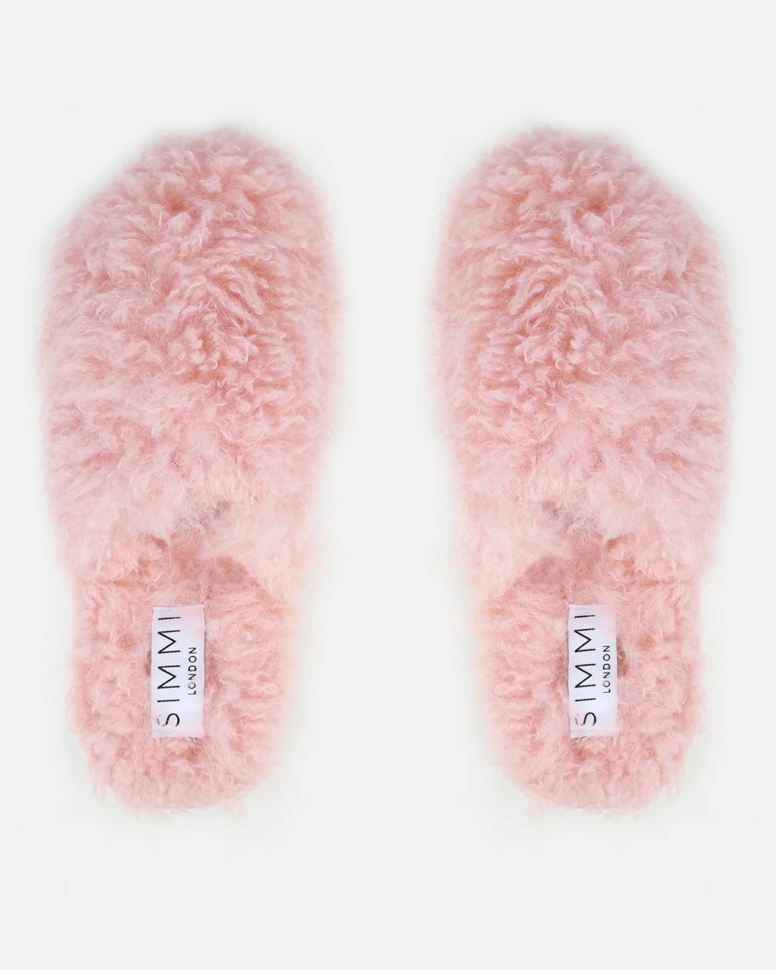 Floof Light Pink Curly Faux Fur Slippers sold by Simmi London product image thumbnail 3