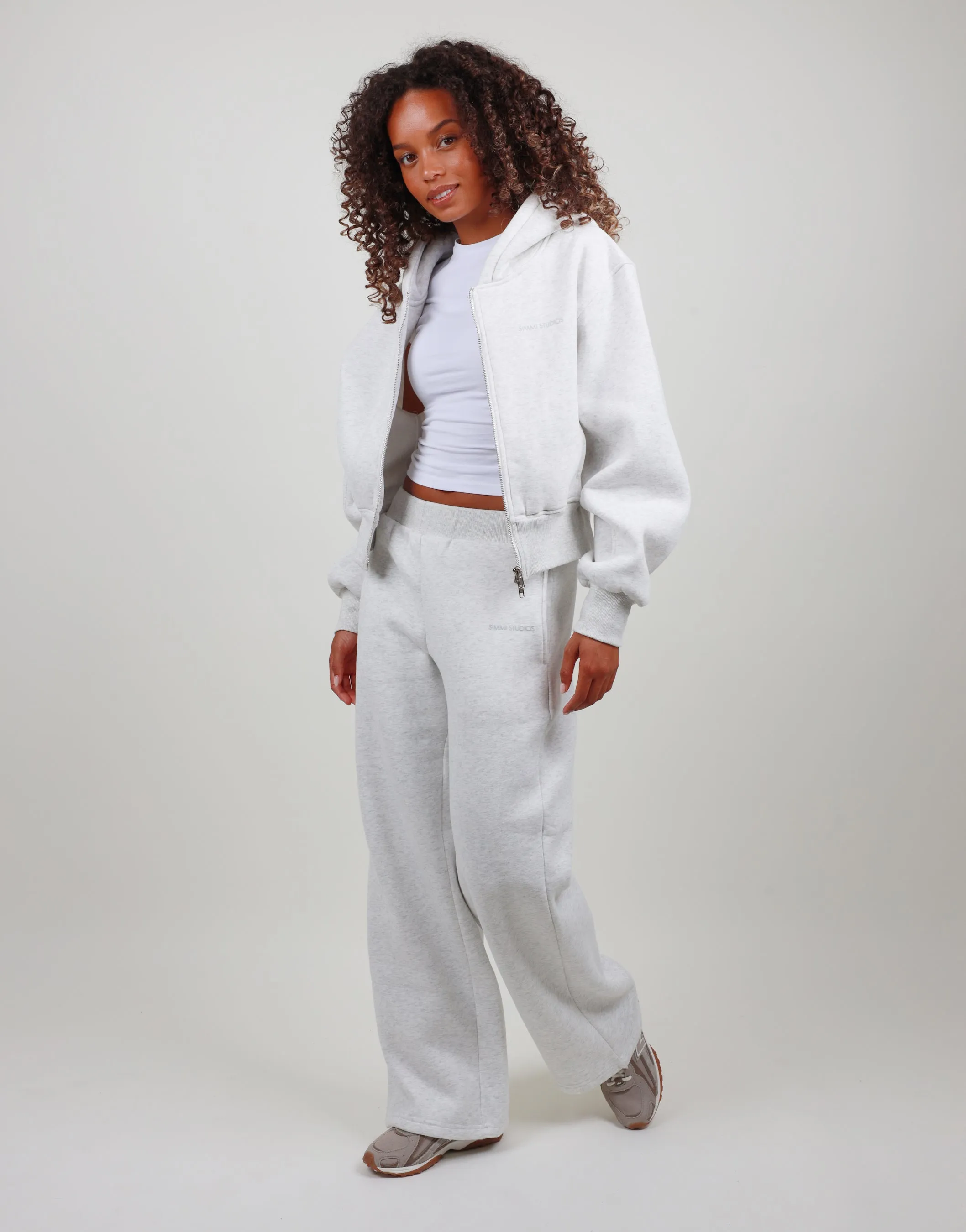 Amalia Zip Hoodie in white marl sold by Simmi London product image thumbnail 3