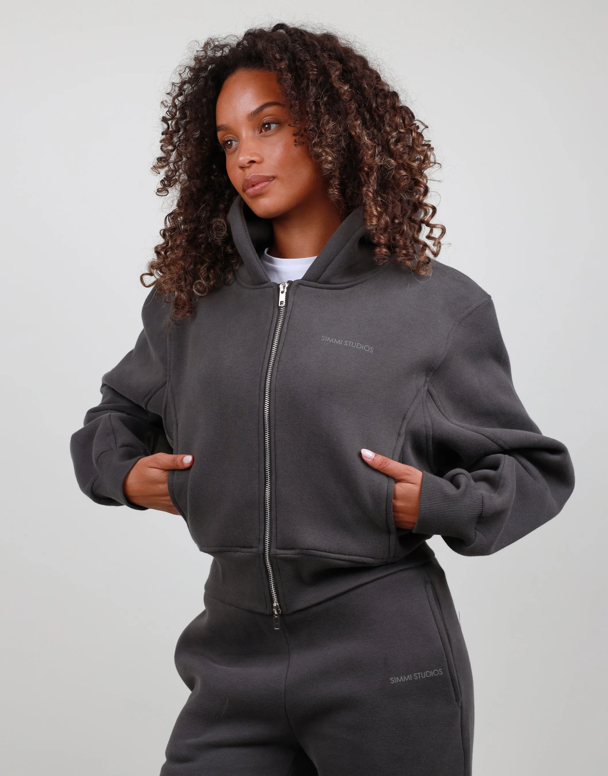 Amalia Zip Hoodie in Dark Grey sold by Simmi London product image thumbnail 2