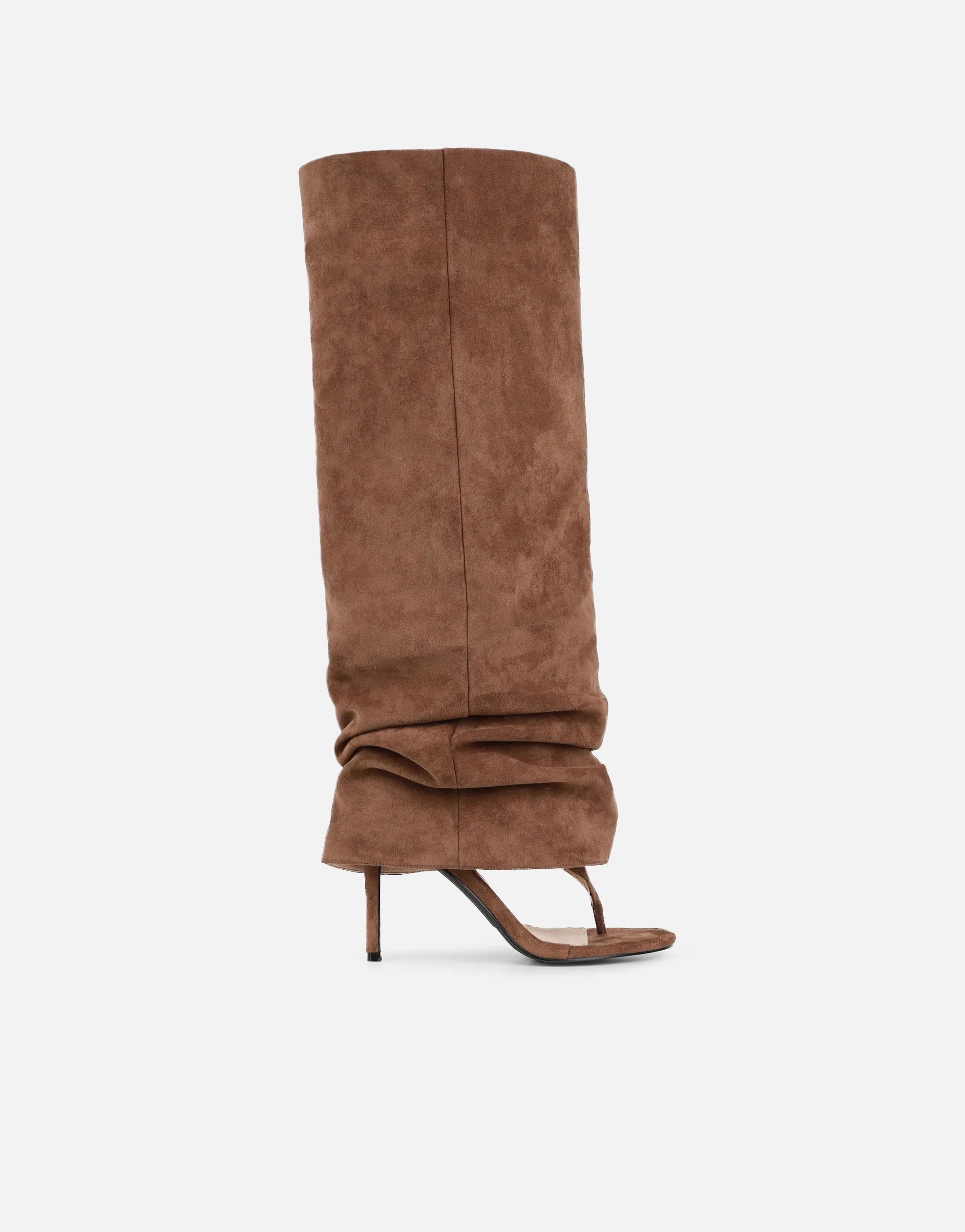 Conon Beige Suedette Ruched Knee High Boots sold by Simmi London product image thumbnail 3