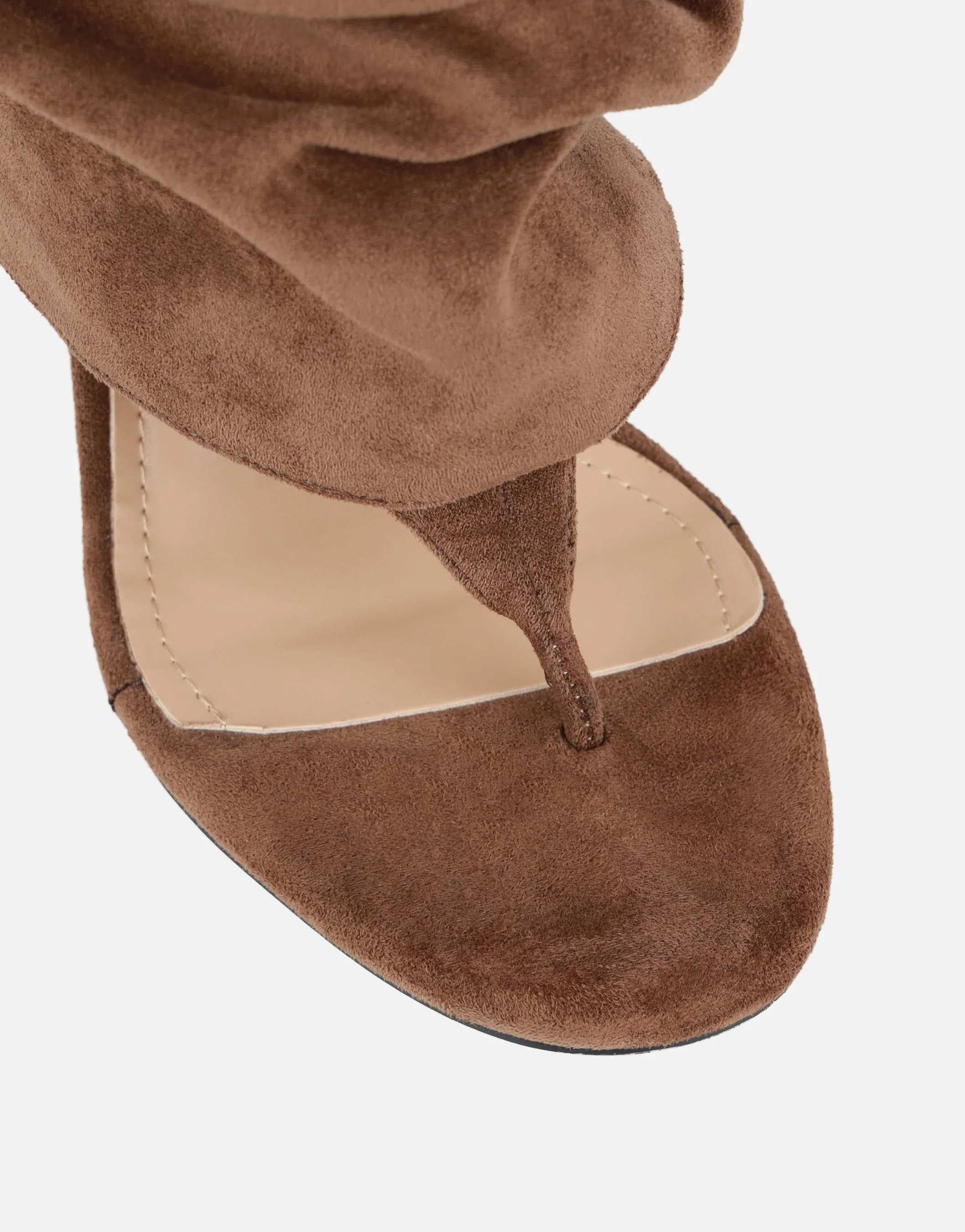 Conon Beige Suedette Ruched Knee High Boots sold by Simmi London product image thumbnail 5