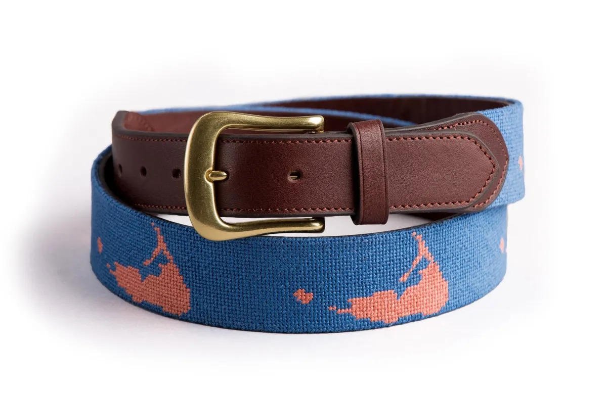 Nantucket Needlepoint Belt - Faded Navy made by Harding Lane