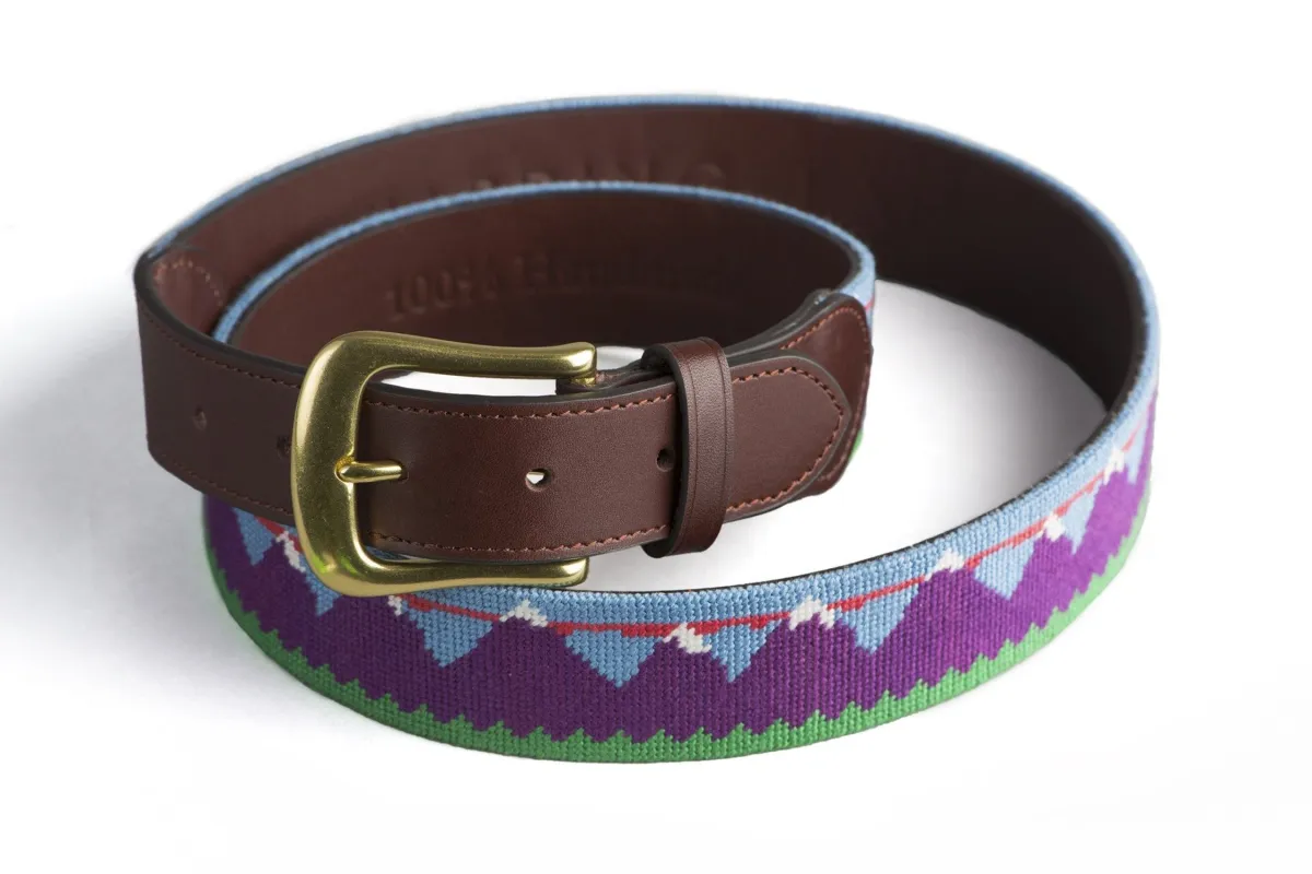 Mountain Range Needlepoint Belt - Multi made by Harding Lane