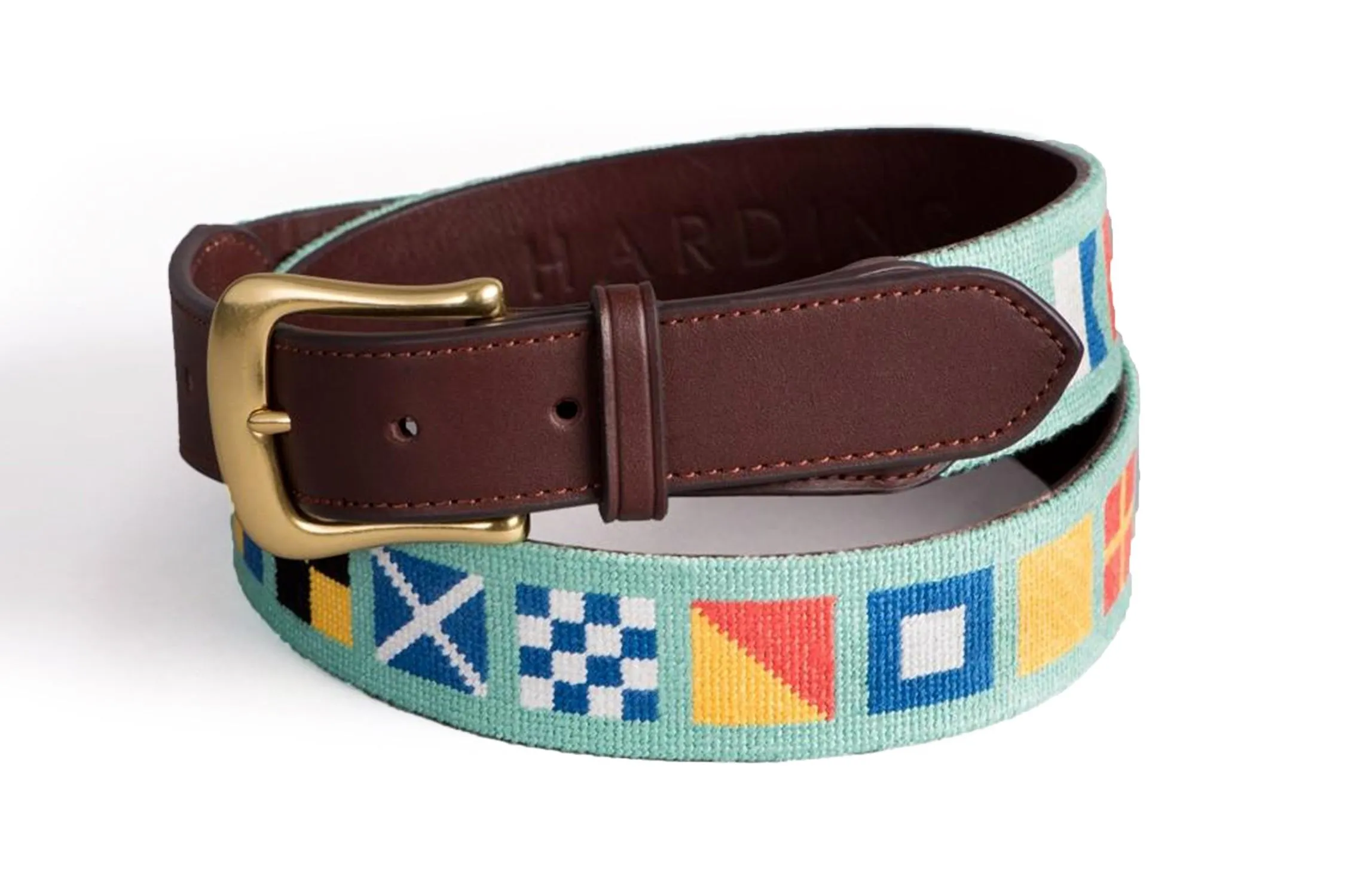 Nautical Flag Needlepoint Belt - Mint sold by Harding Lane