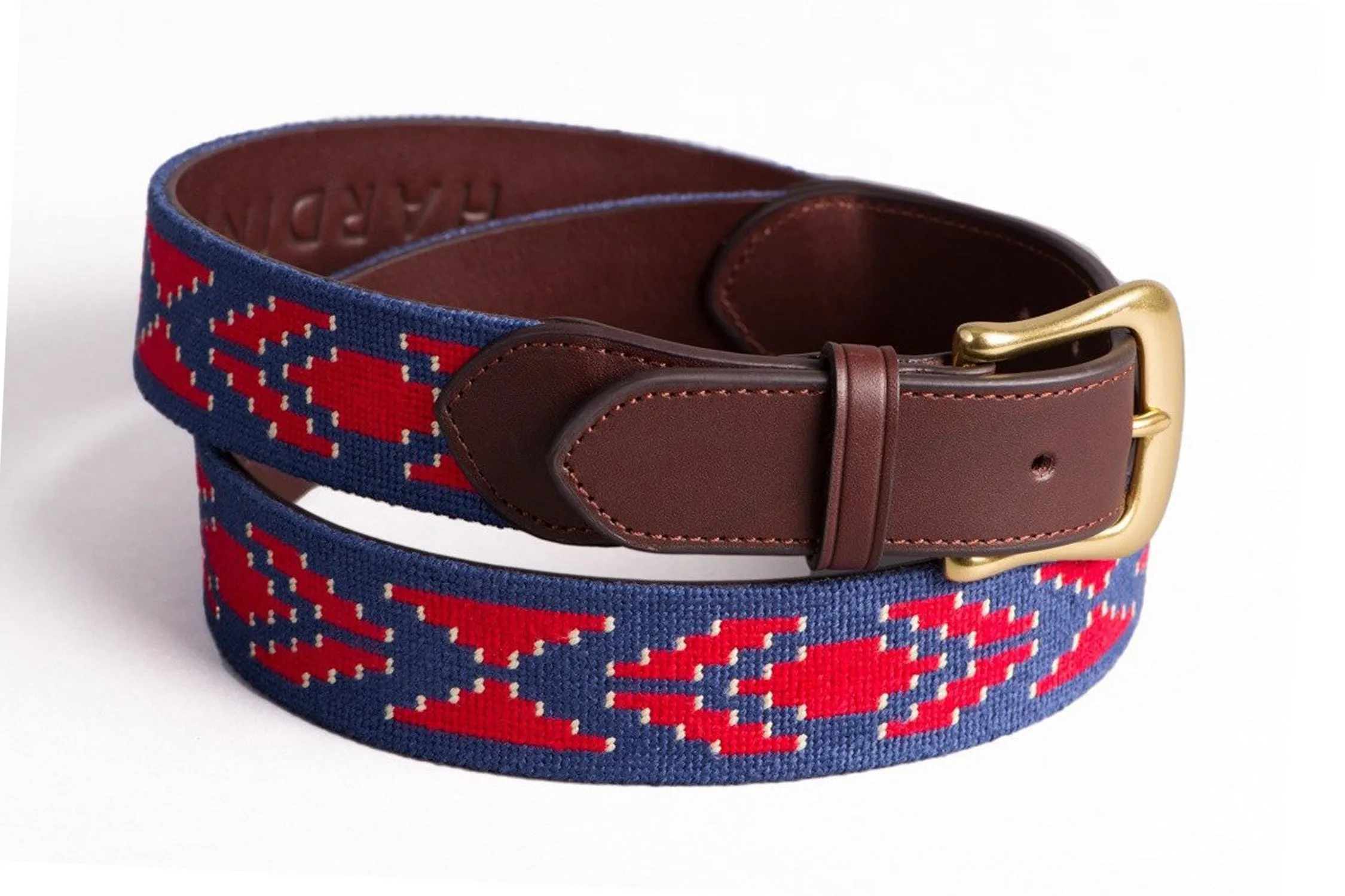 Caballo Needlepoint Belt - Navy sold by Harding Lane