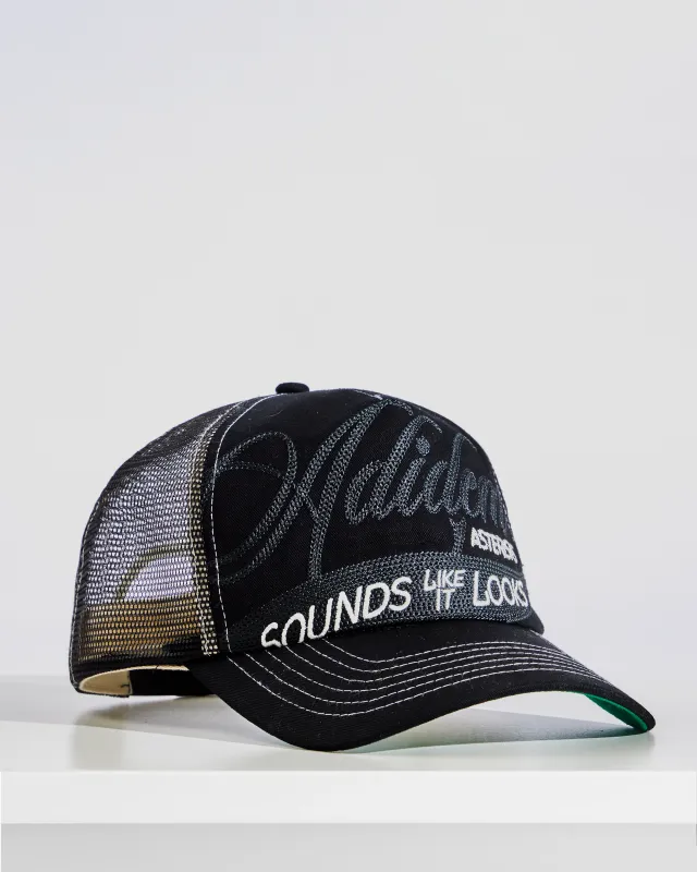 Cursive Trucker Hat made by Adidem Asterisks