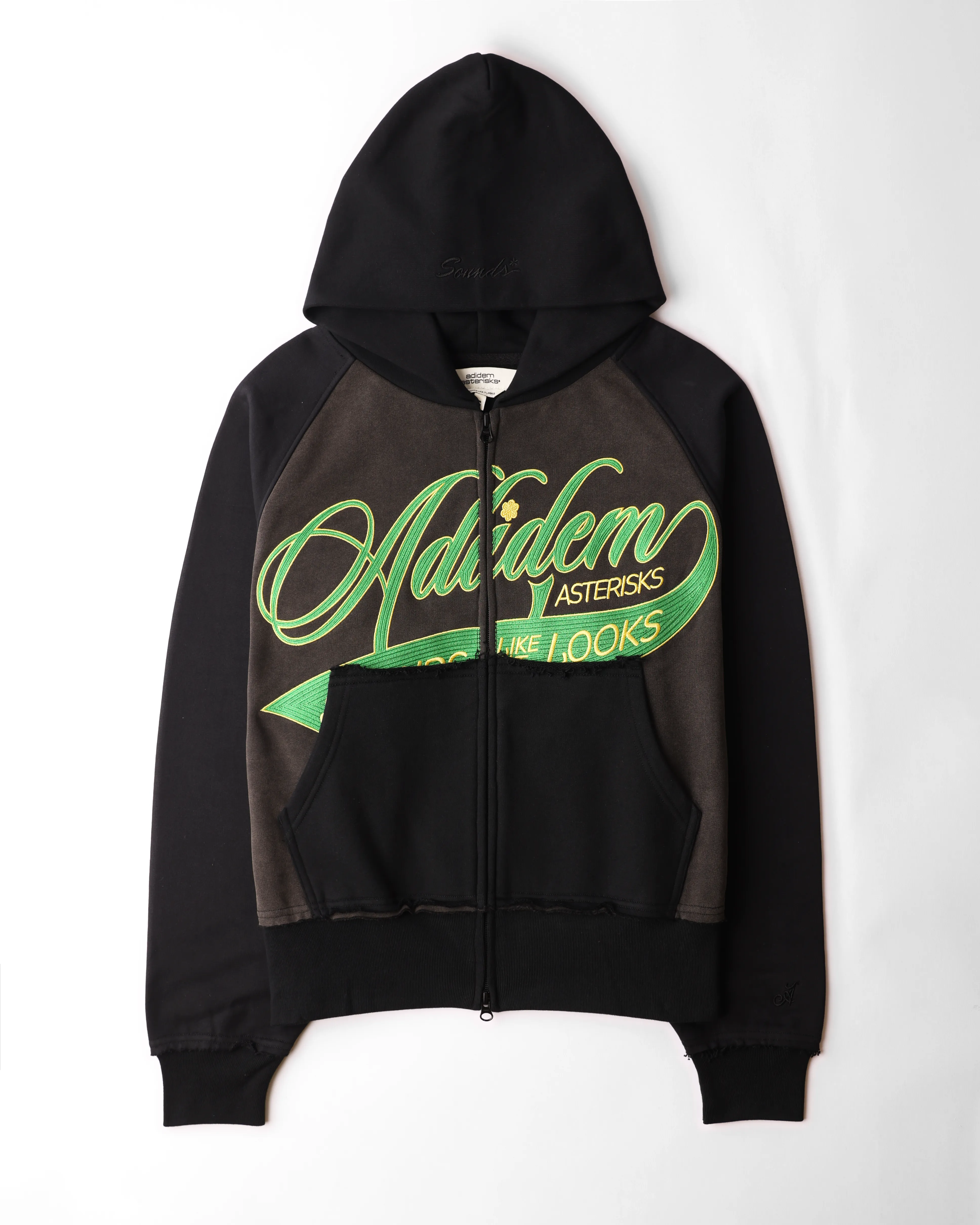 Chainstitch Ribbon Hoodie - Black & Green sold by Adidem Asterisks product image thumbnail 2