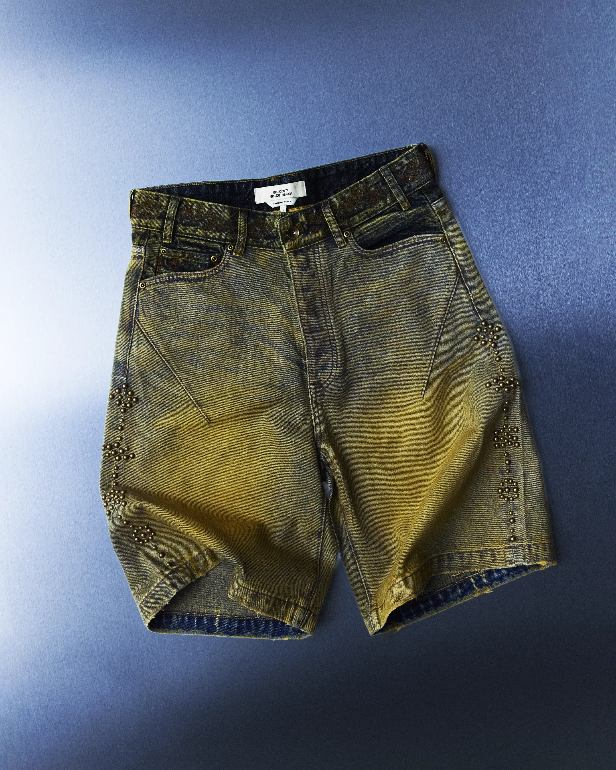 Waxed Two-Tone Denim Shorts sold by Adidem Asterisks product image thumbnail 2