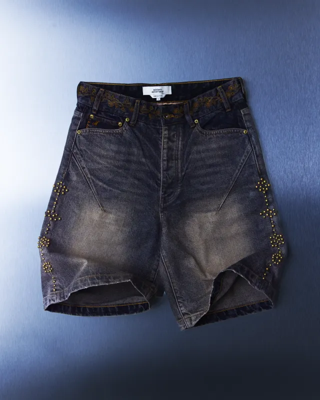 Waxed Two-Tone Denim Shorts made by Adidem Asterisks