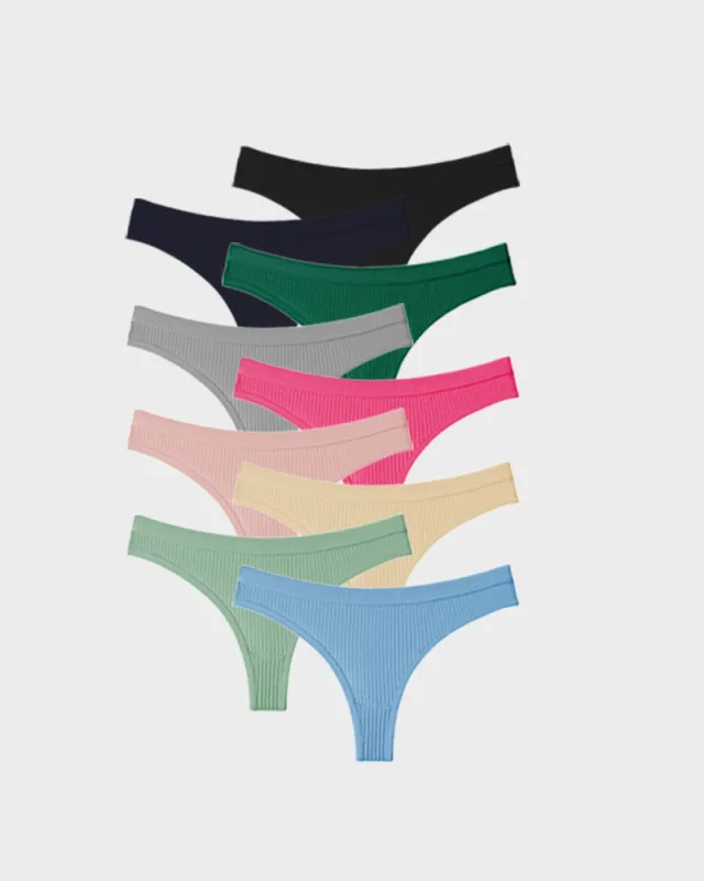 Seamless Low-Rise Cotton Thong Panty (9 Pack) sold by She Curve