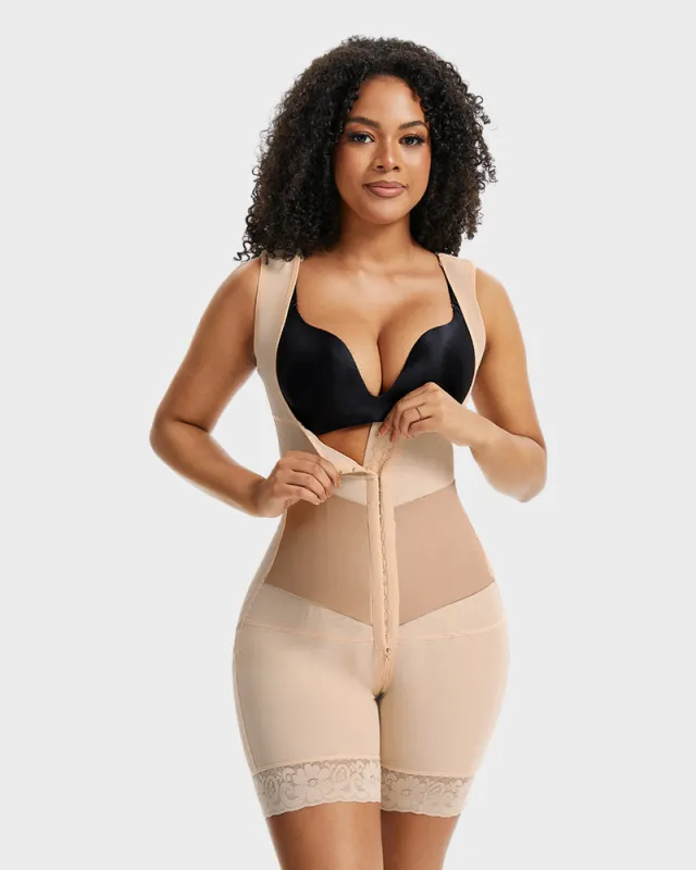 PowerMesh Double-Layer Open Bust Full Body Shaper sold by She Curve