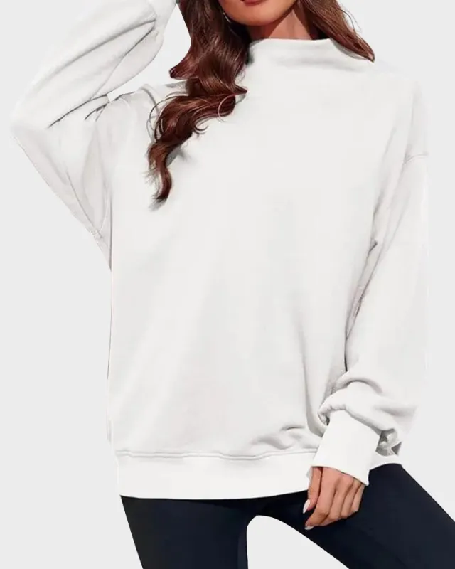 Cozy Oversized Half-Turtleneck Pullover sold by She Curve