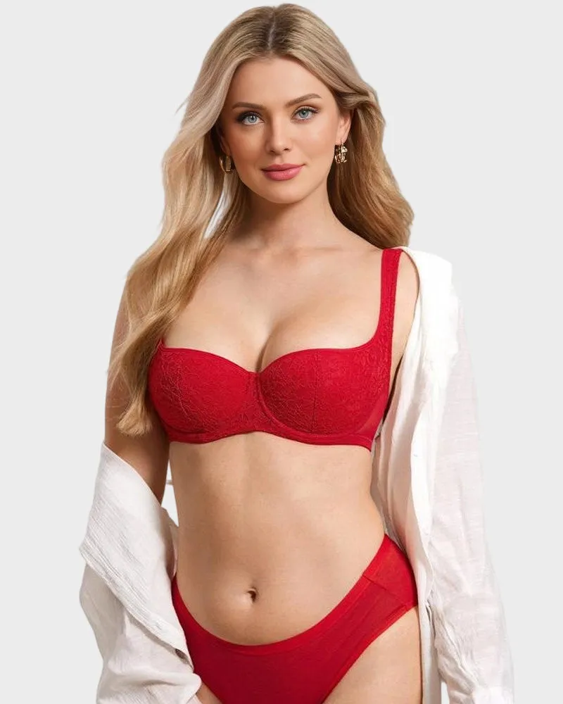 Lace Demi Underwire Balconette Bra sold by She Curve product image thumbnail 4