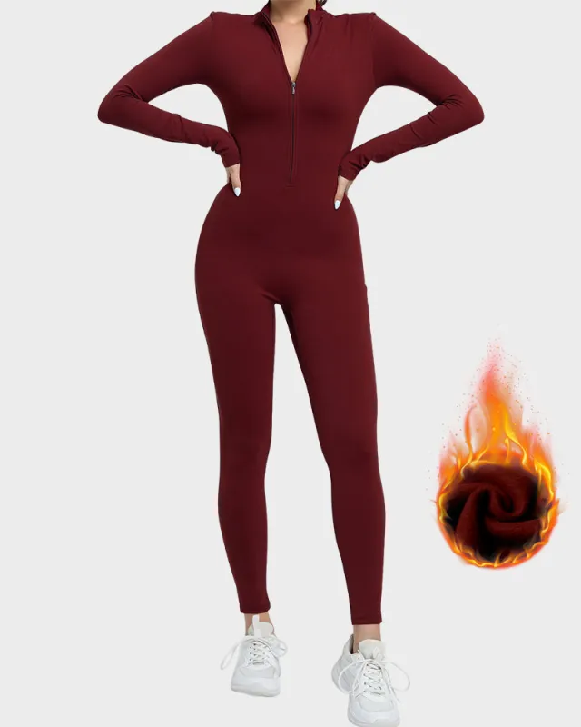 Fleece Slim-Fit Winter Training Jumpsuit sold by She Curve