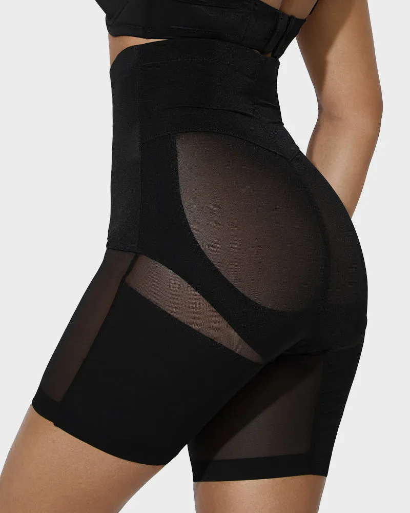 High Waist Criss-Cross Mesh Shaping Mid-Thigh Shorts sold by She Curve product image thumbnail 2