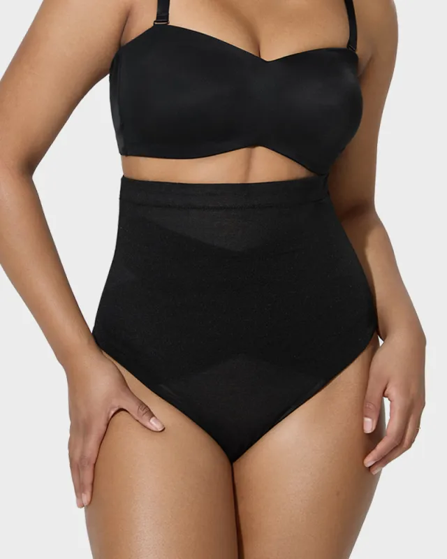 High Waist Criss-Cross Mesh Shaping Thong sold by She Curve