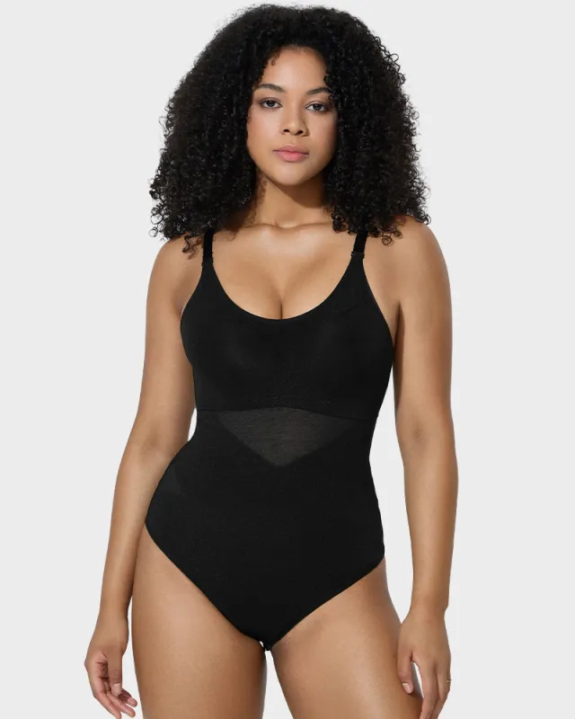 Criss-Cross Mesh Sculpting Bodysuit sold by She Curve