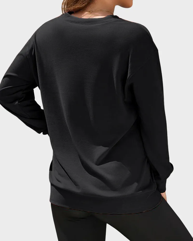 Hoodless Oversized Fleece V-Neck Sweatshirt Top sold by She Curve product image thumbnail 3