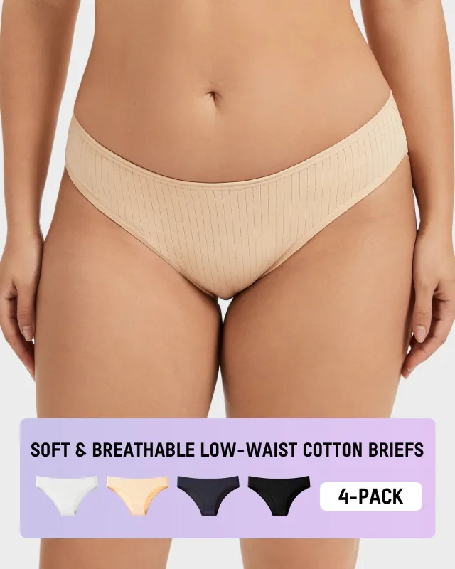 Everyday Comfort Low-Waist Cotton Briefs (4 Pack) made by She Curve