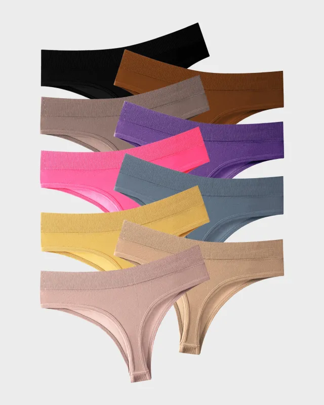 Comfort Seamless Sport Thong Panties (9 Pack) sold by She Curve