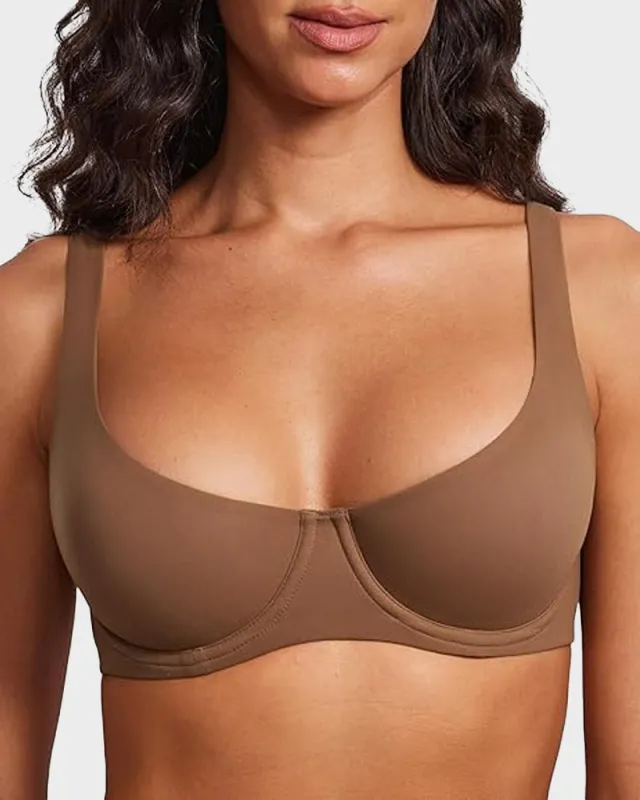 Underwire Support Seamless Unlined Balconette Bra sold by She Curve
