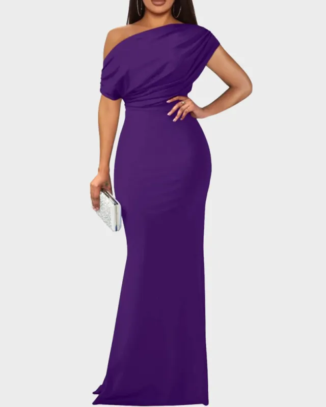 Off-Shoulder Mermaid Evening Maxi Dress sold by She Curve