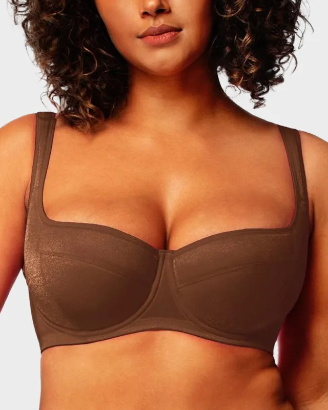 Shimmer Lightly Padded Balconette Bra sold by She Curve