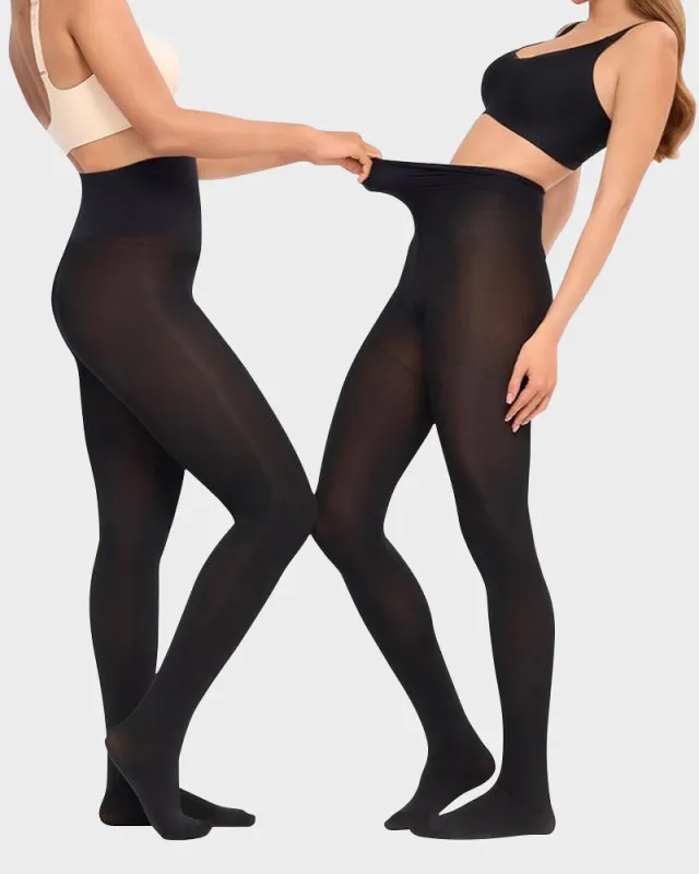 Slimming Semi-Sheer Black Tights sold by She Curve