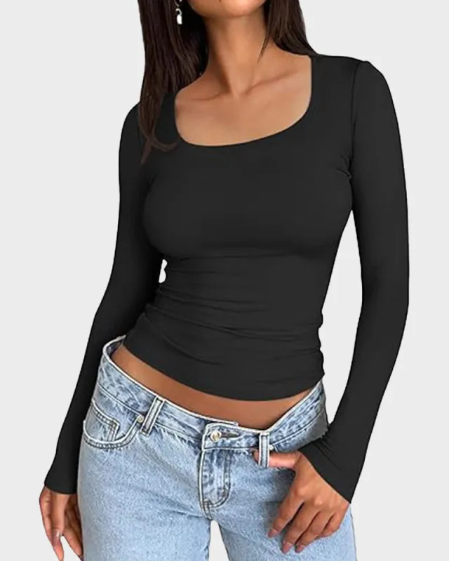 Slim-Fit Square-Neck Crop Top made by She Curve